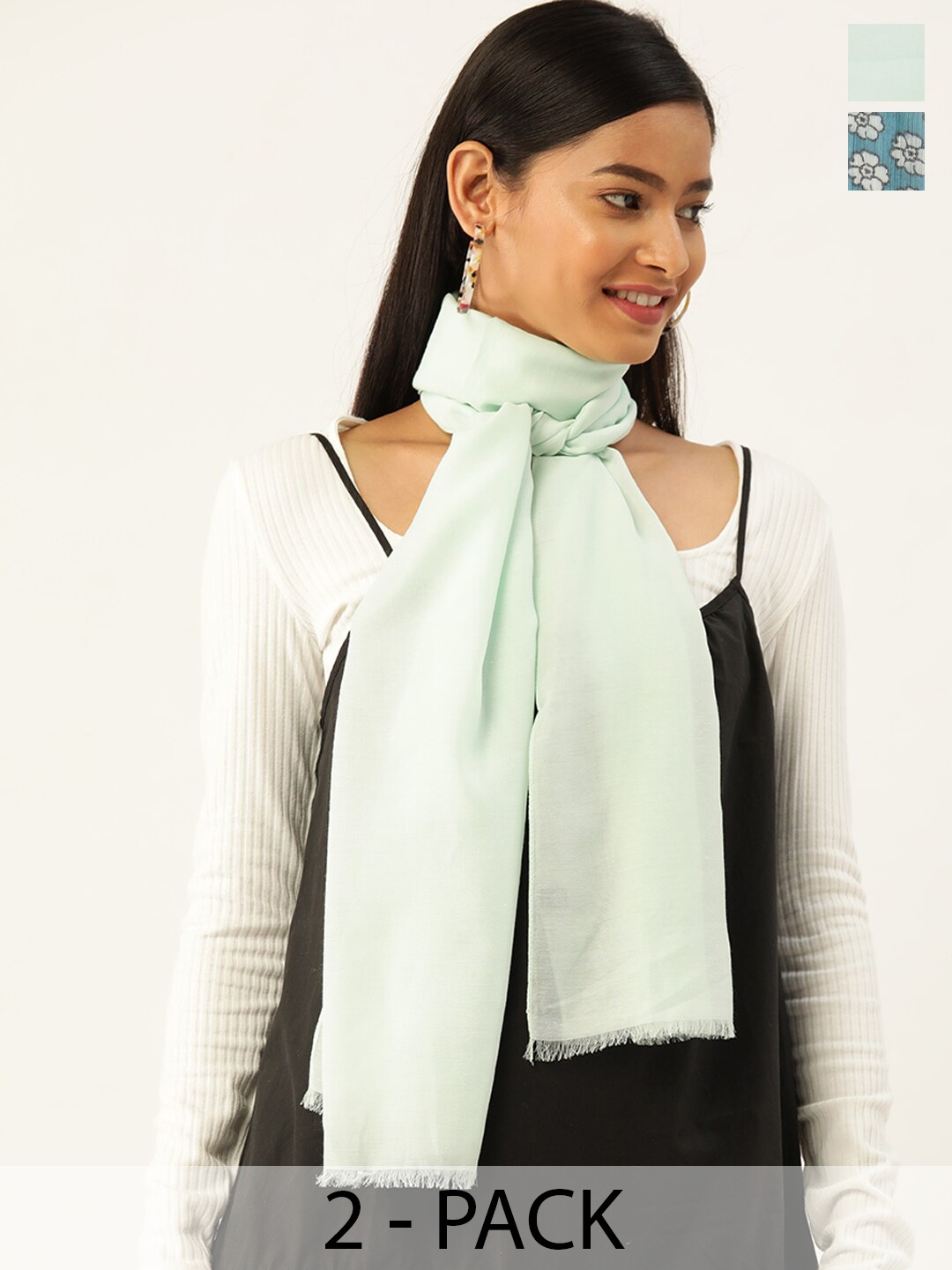 

Trend Arrest Pack Of 2 Printed Scarf, Green