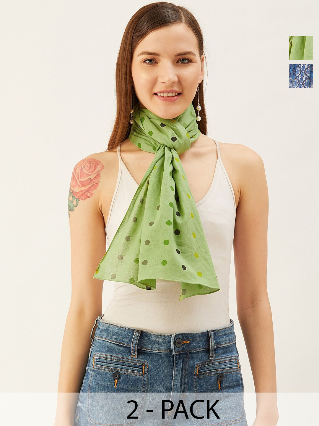 

Trend Arrest Set Of 2 Printed Scarfs, Blue