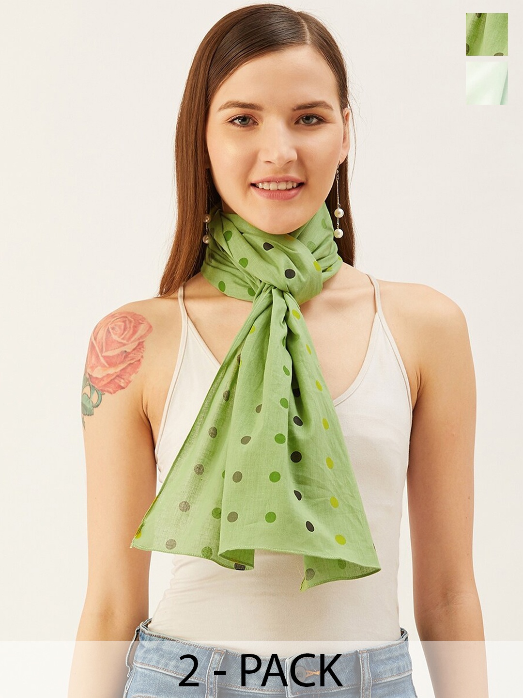 

Trend Arrest Geometric Printed Scarf, Green