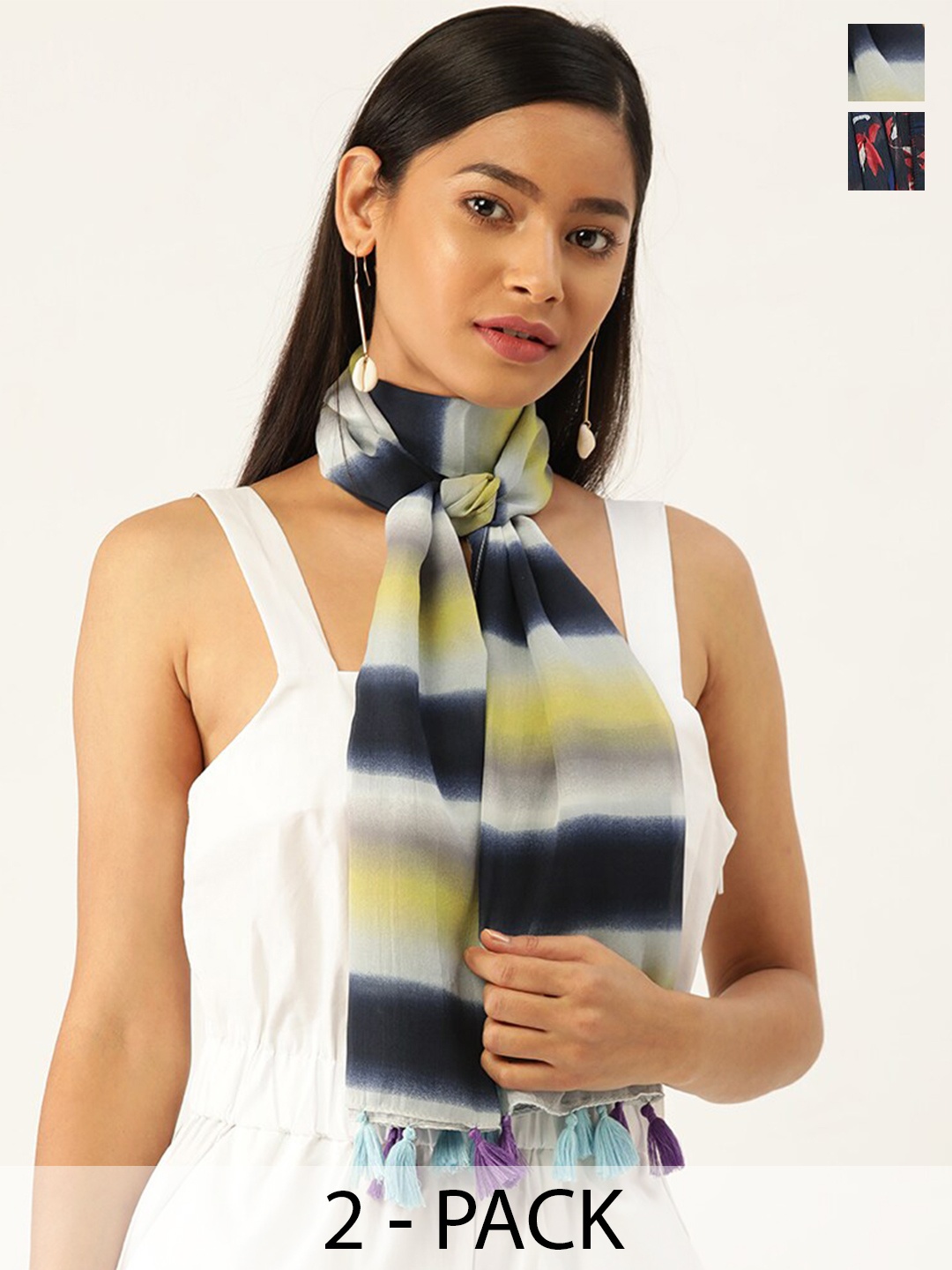 

Trend Arrest Pack Of 2 Printed Scarf, Blue