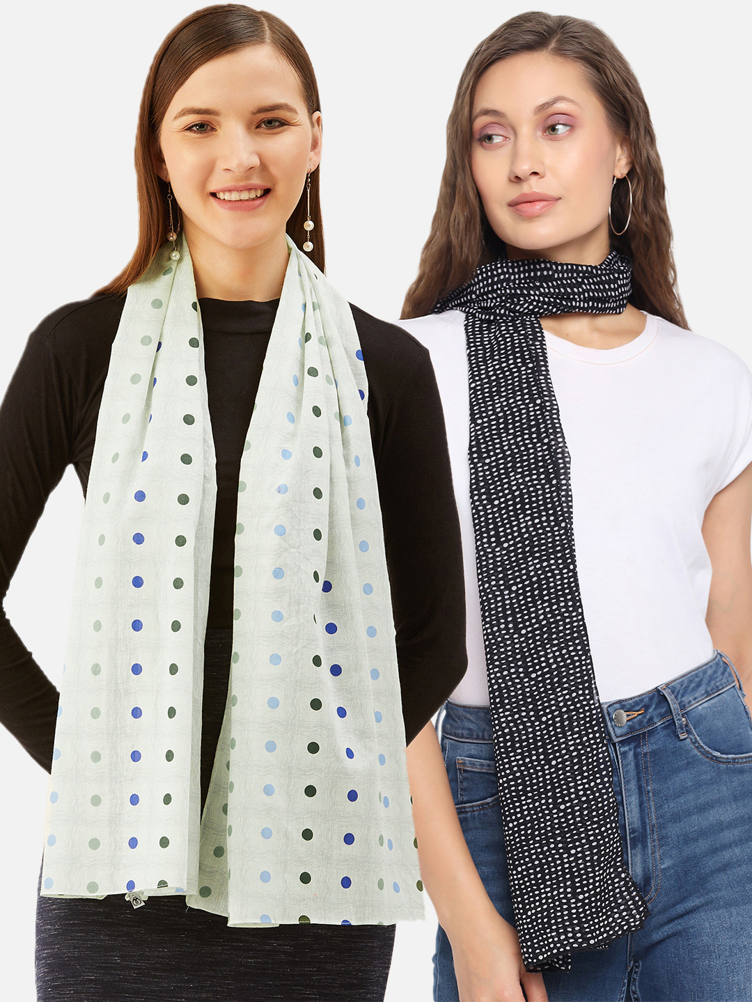 

Trend Arrest Pack Of 2 Printed Scarves, Green