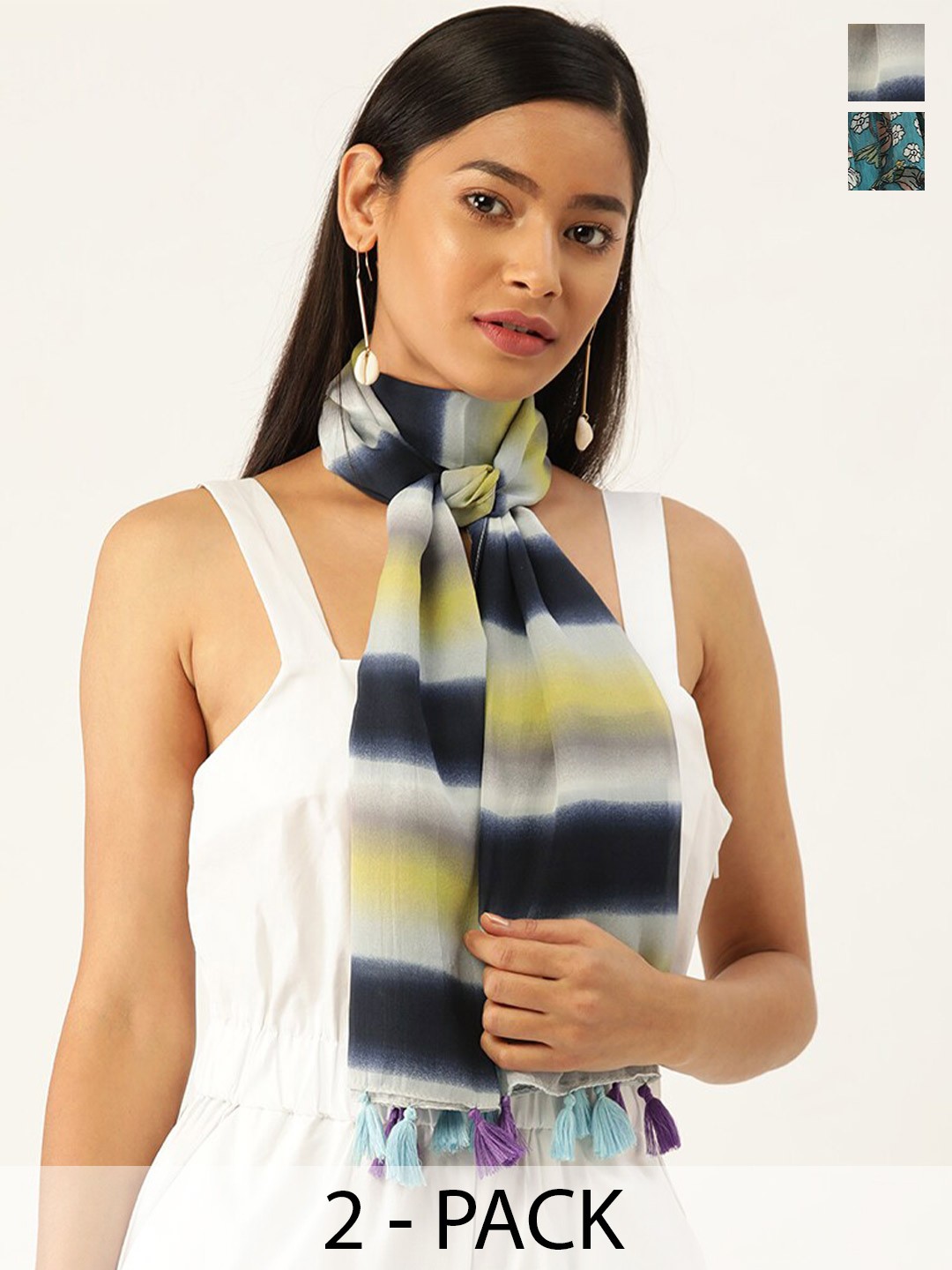 

Trend Arrest Set of 2 Printed Scarves, Black