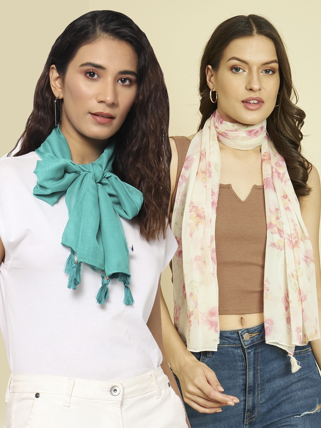 

Trend Arrest Set of 2 Printed Scarves, White