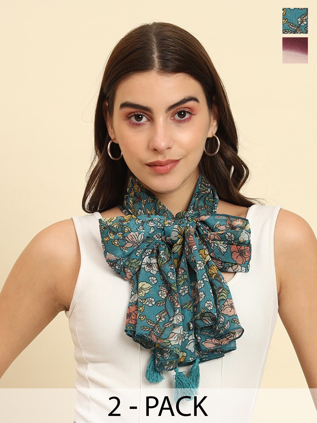 

Trend Arrest Pack of 2 Printed Scarves, Green