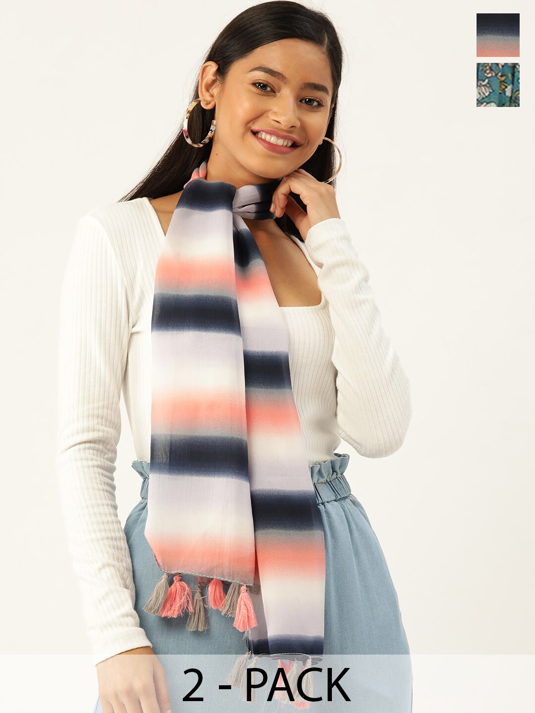 

Trend Arrest Pack of 2 Printed Scarves, White