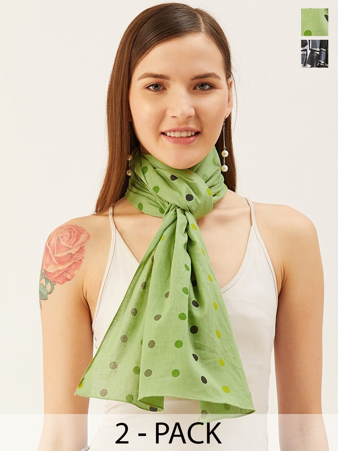 

Trend Arrest Pack of 2 Printed Scarves, Green