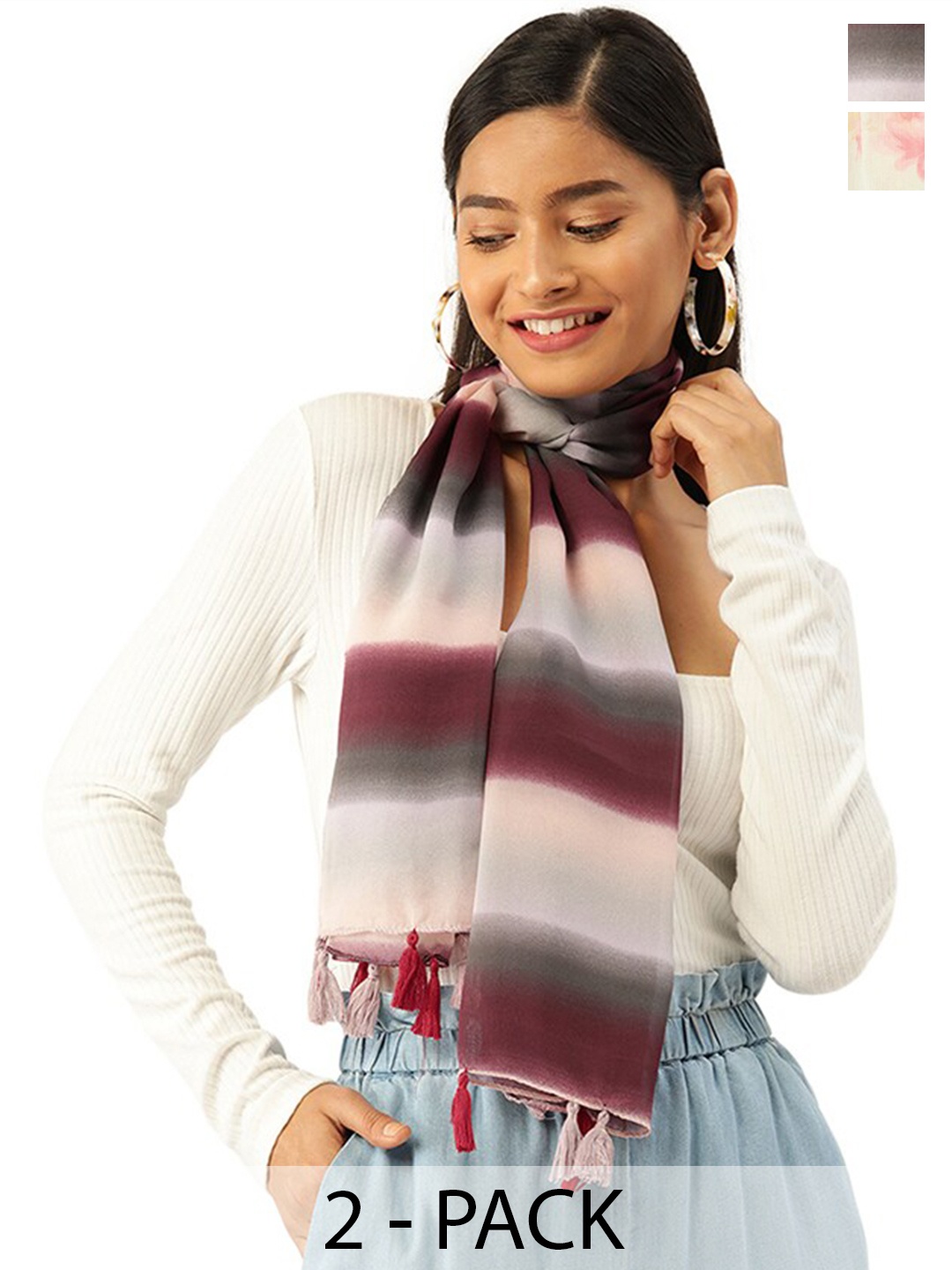 

Trend Arrest Pack of 2 Printed Scarves, White