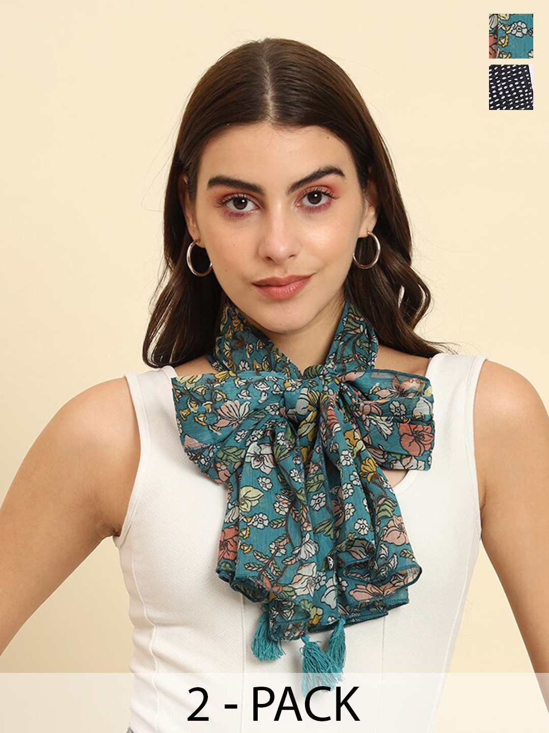 

Trend Arrest Pack of 2 Printed Scarves, Blue
