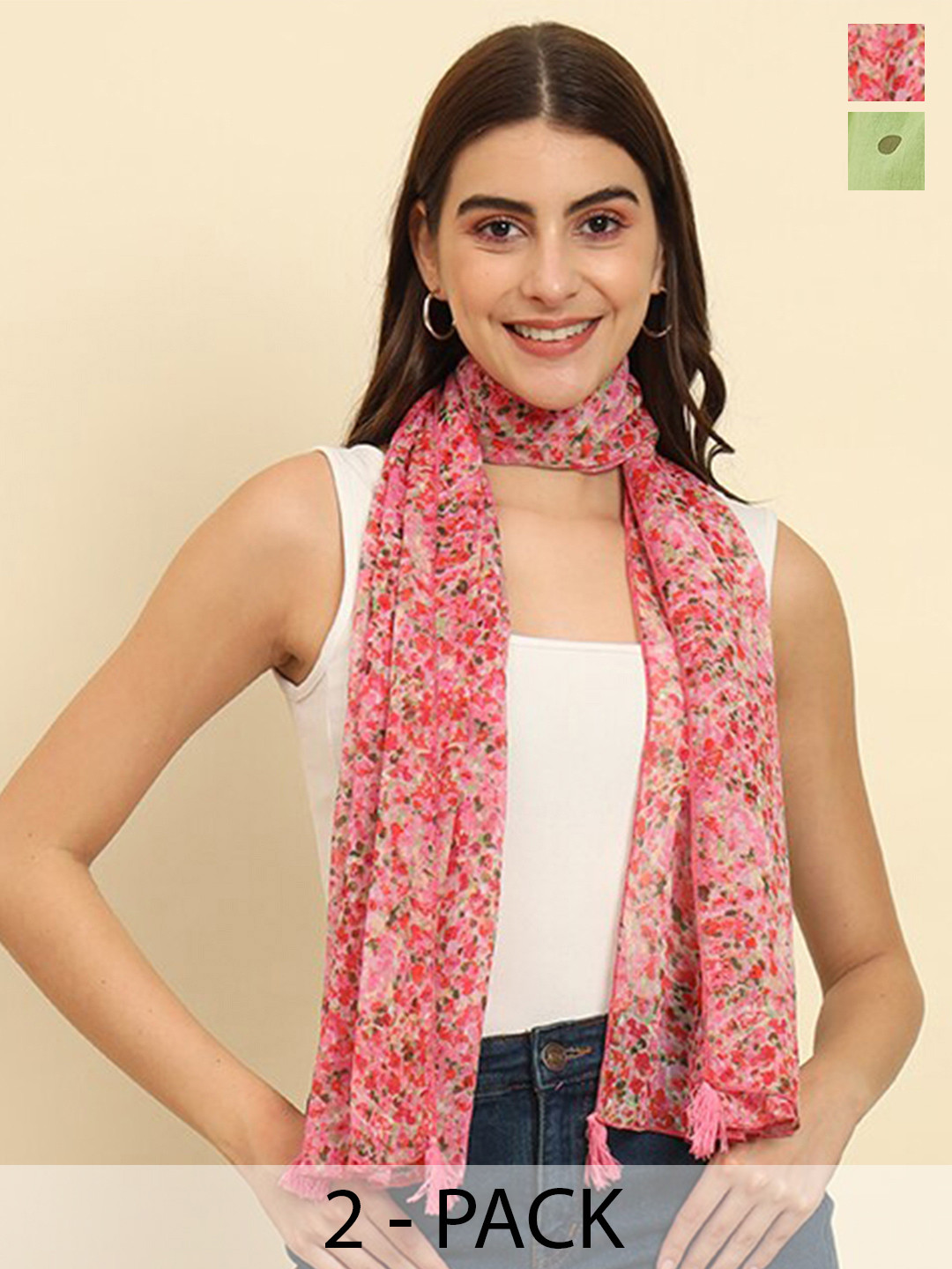 

Trend Arrest Pack of 2 Printed Scarves, Pink