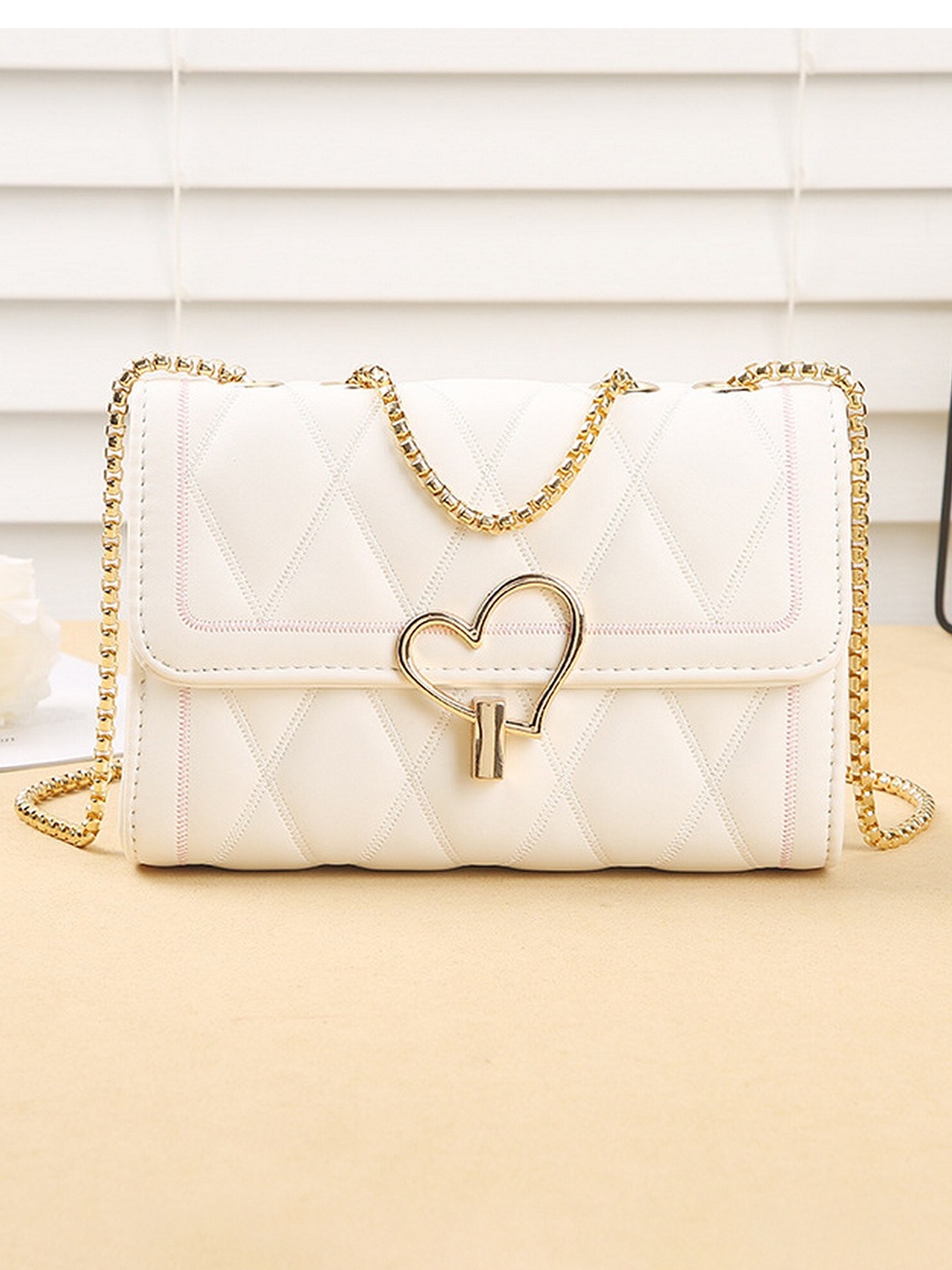

Diva Dale Structured Sling Bag with Quilted Details, White