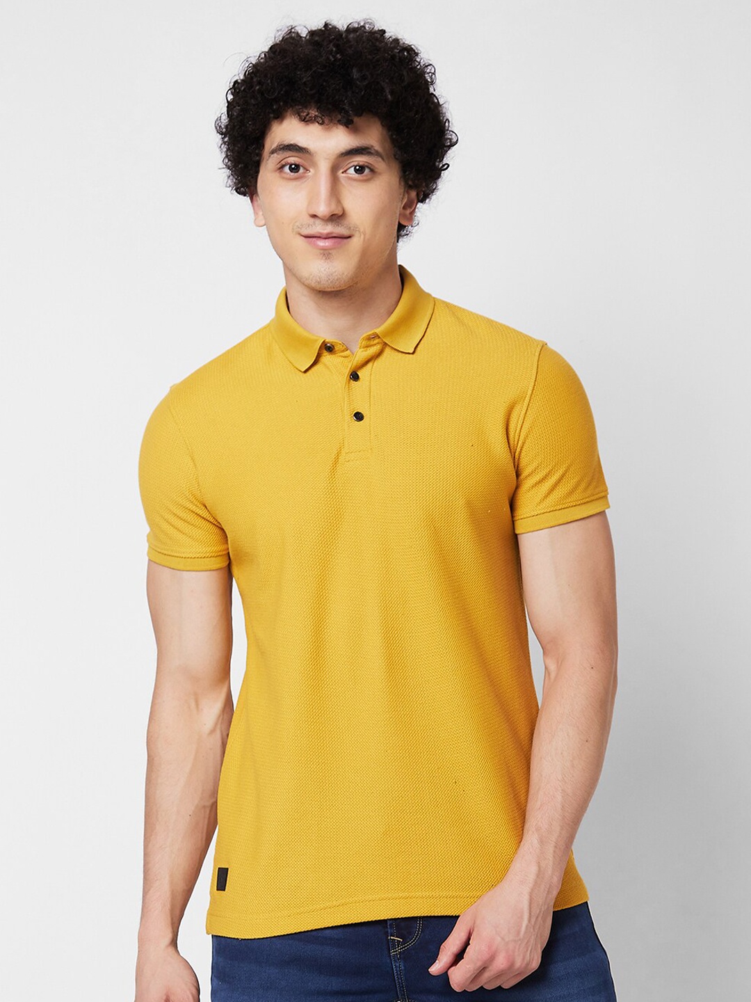 

SPYKAR Polo Collar Cotton Slim Fit T-shirt, Yellow
