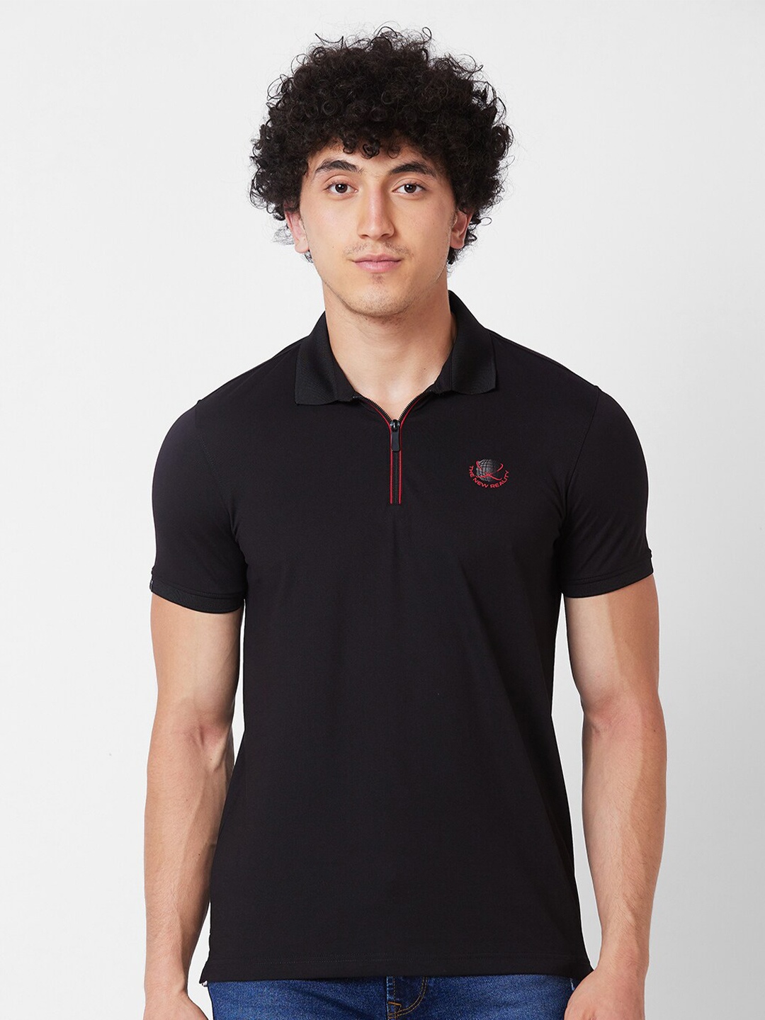 

SPYKAR Polo Collar Slim Fit T-shirt, Black
