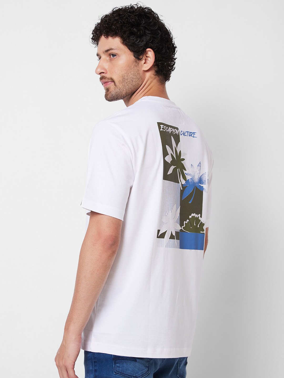 

SPYKAR Round Neck Cotton Slim Fit T-shirt, White