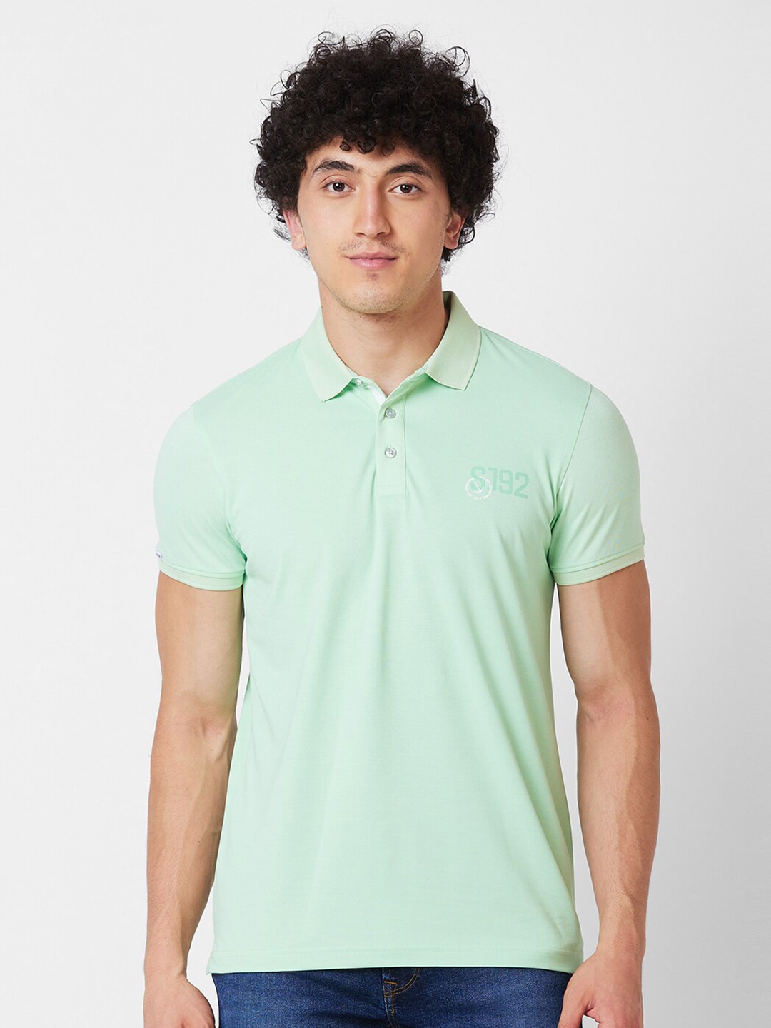

SPYKAR Polo Collar Slim Fit Cotton T-shirt, Green