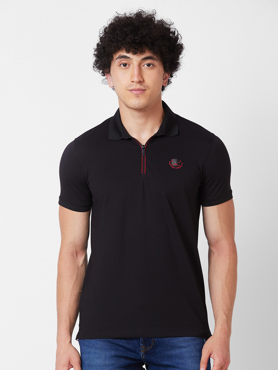 

SPYKAR Polo Collar Slim Fit T-shirt, Black