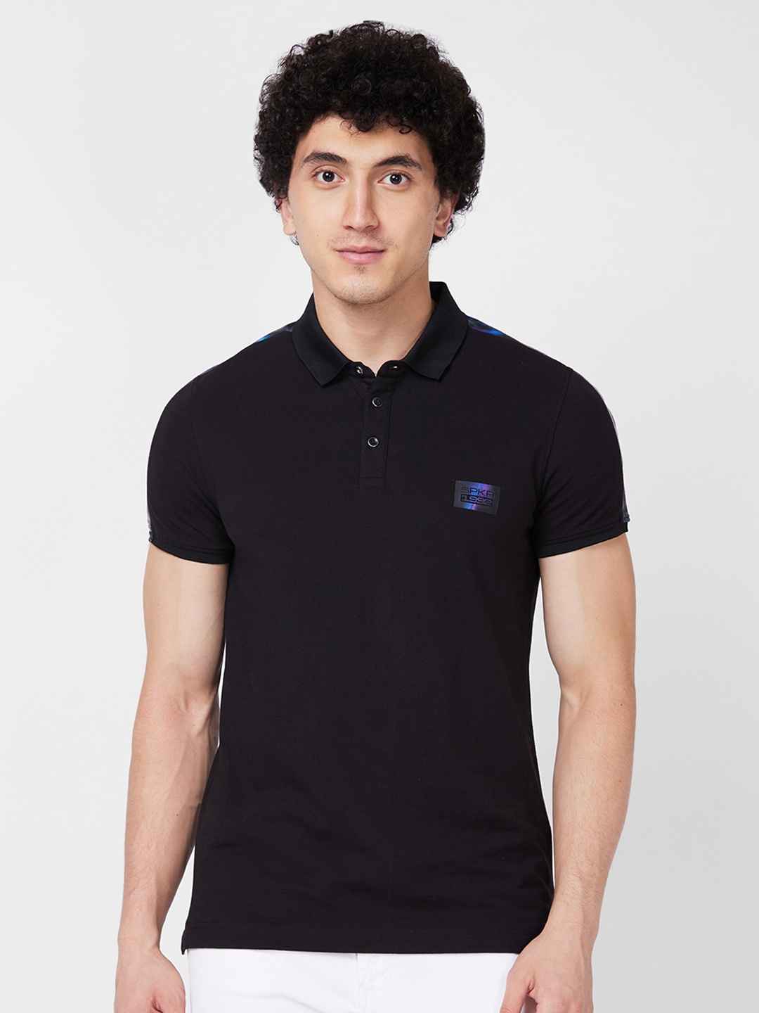

SPYKAR Polo Collar Slim Fit T-shirt, Black