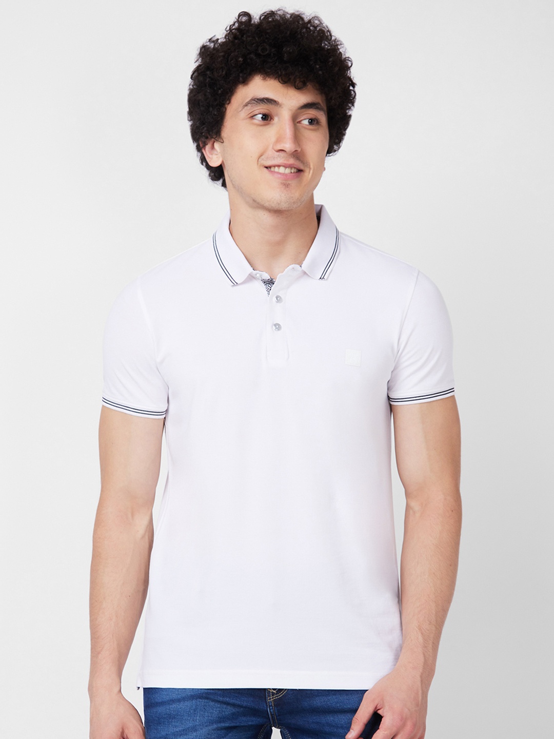 

SPYKAR Polo Collar Slim Fit T-shirt, White