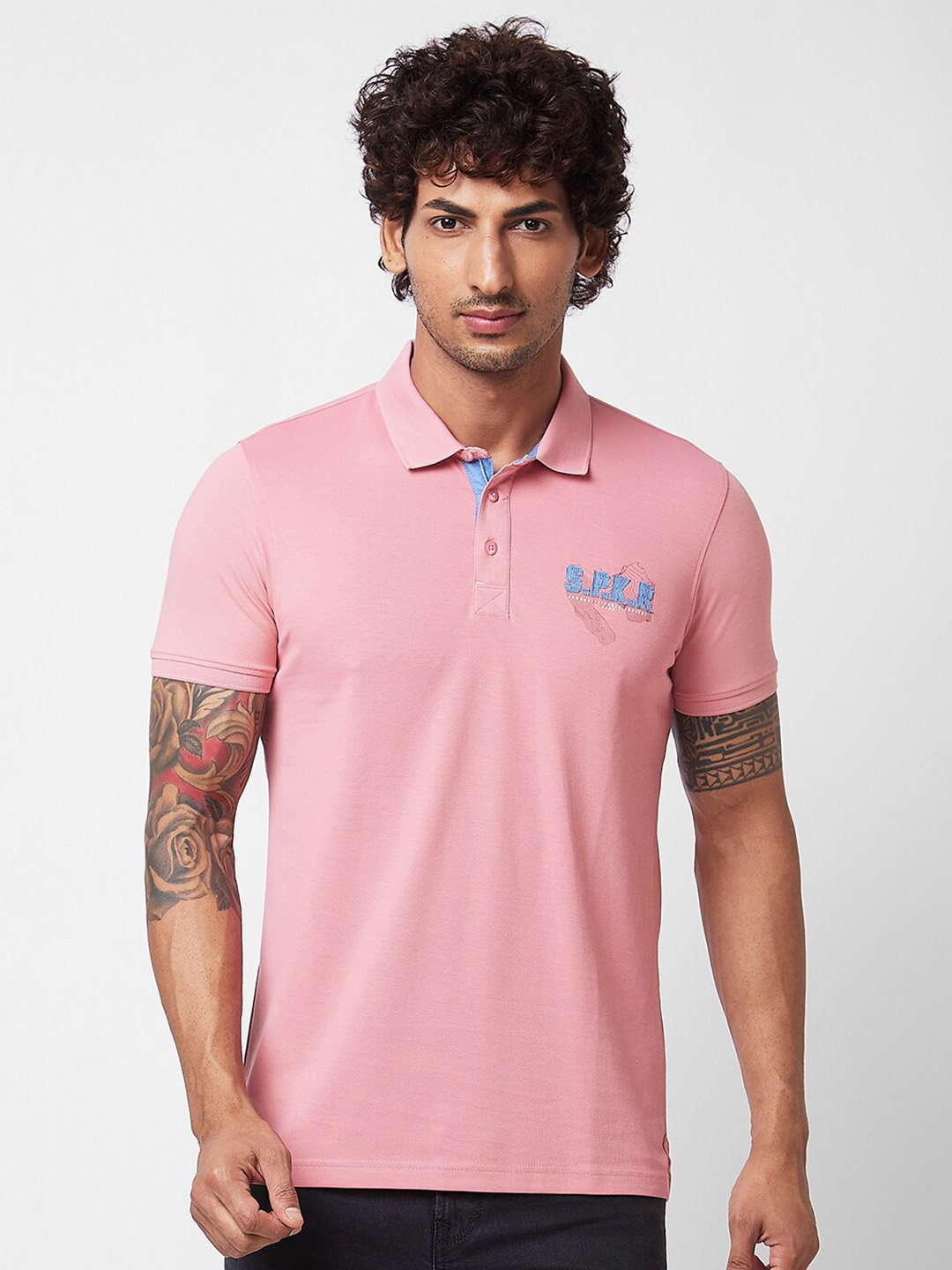 

SPYKAR Polo Collar Slim Fit Cotton T-shirt, Pink