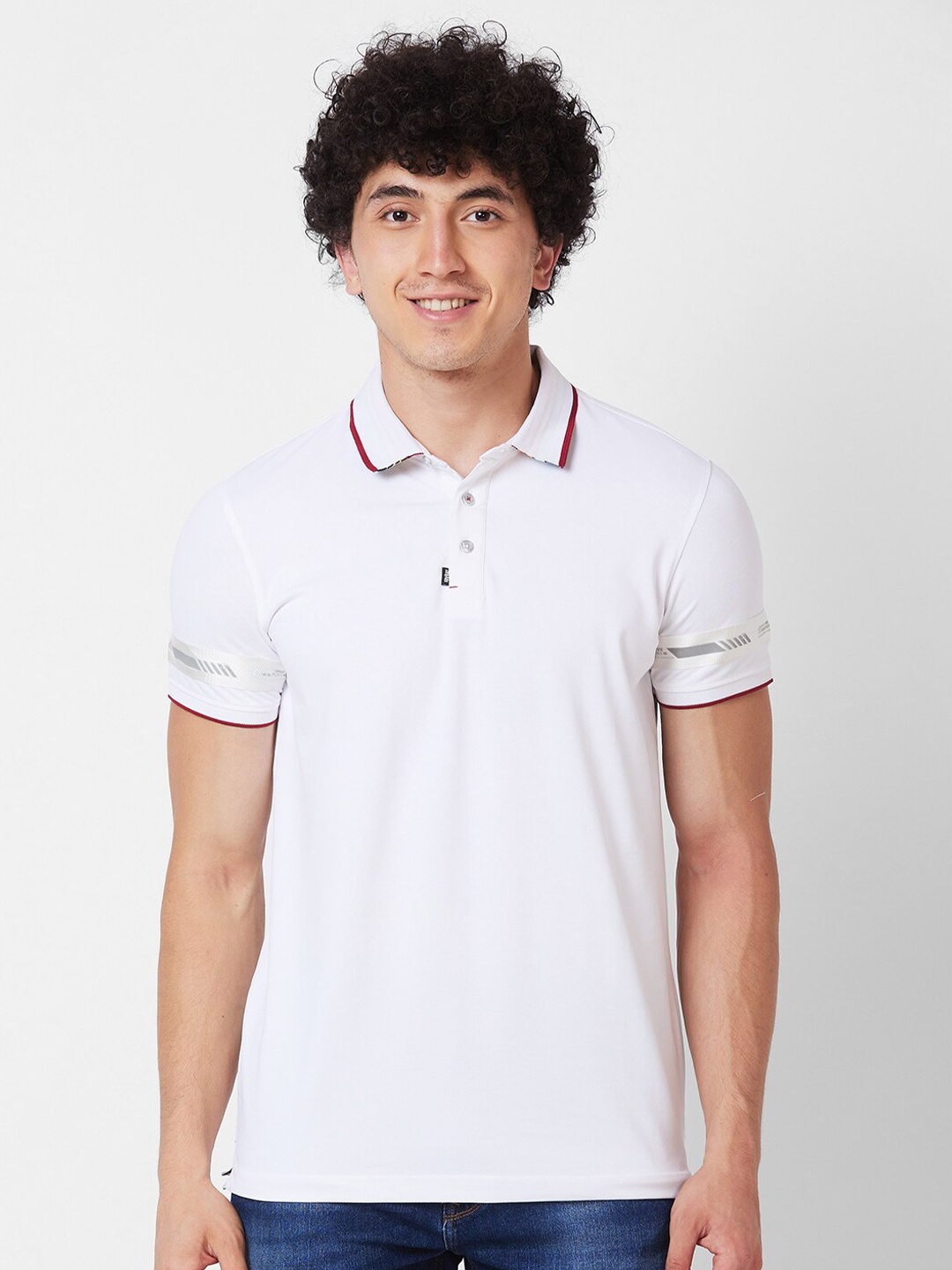 

SPYKAR Polo Collar Short Sleeves Cotton Slim Fit T-shirt, White