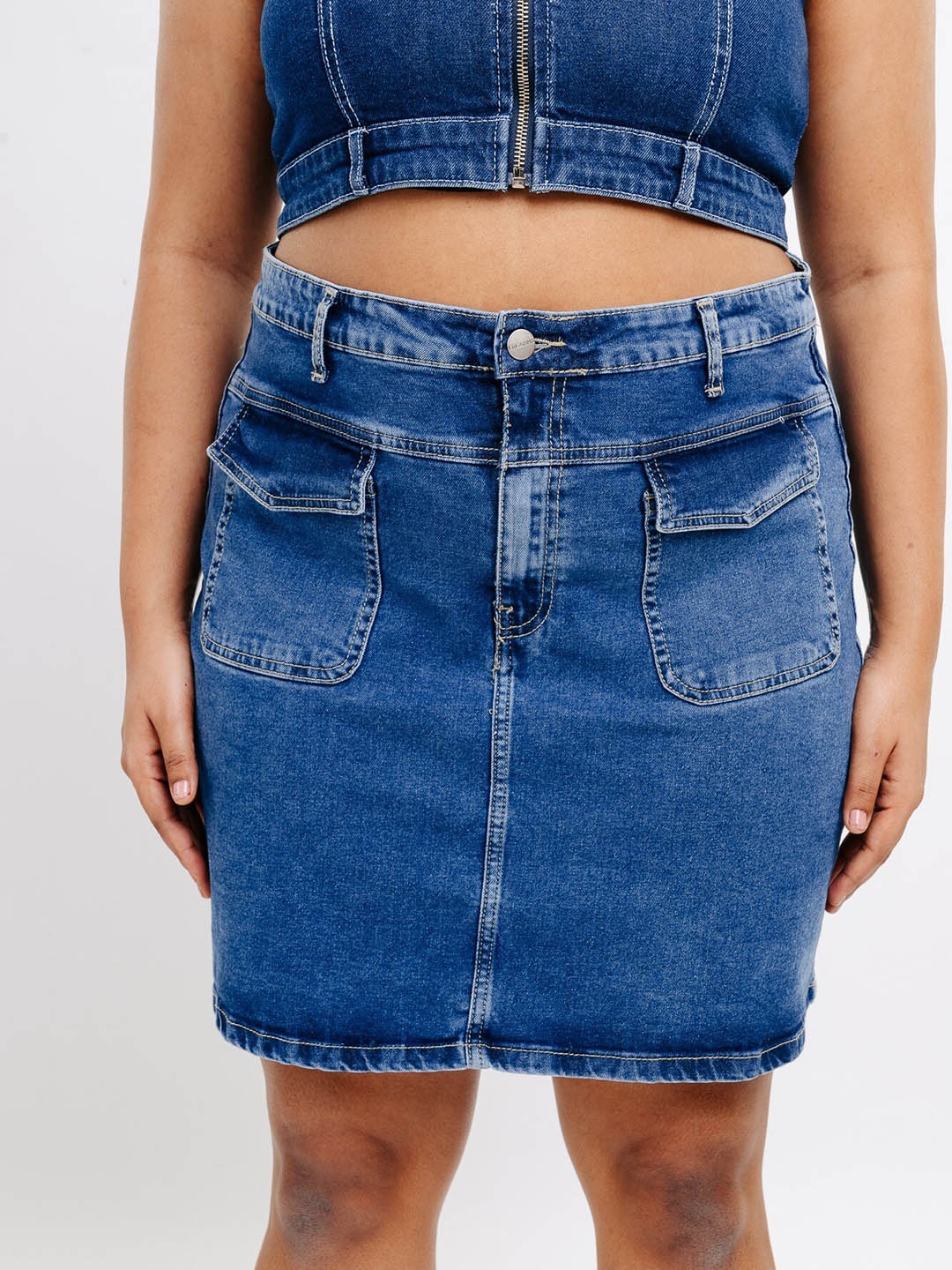 

FREAKINS A-Line Straight Mini Skirts, Blue