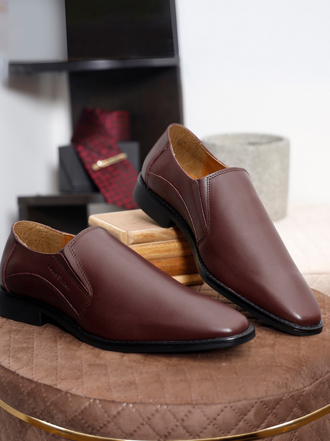 

Louis Stitch Men Rosewood Premium Italian Leather Formal Slip-On Shoes, Maroon