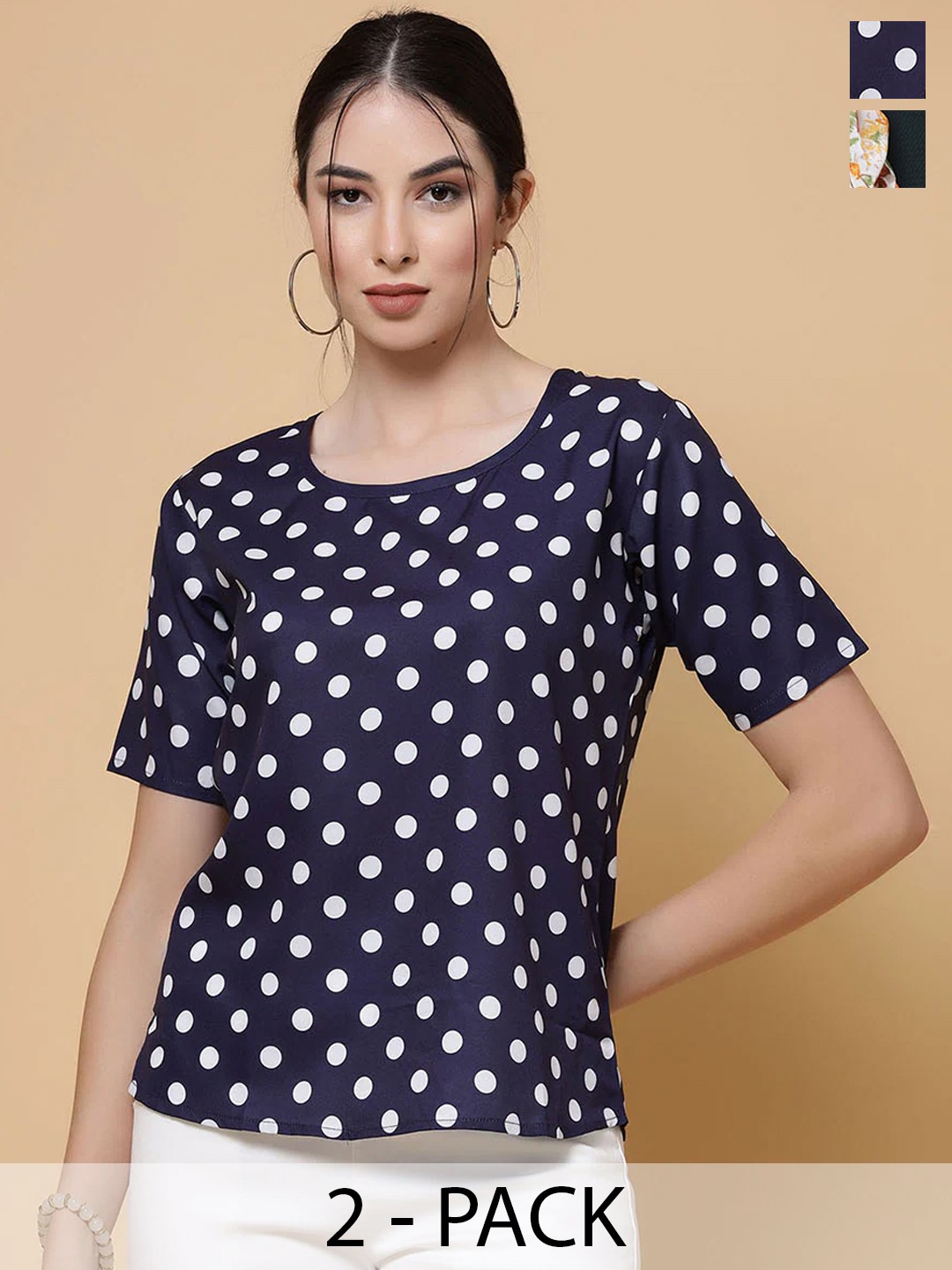

MISS AYSE Pack Of 2 Regular Tops, Navy blue