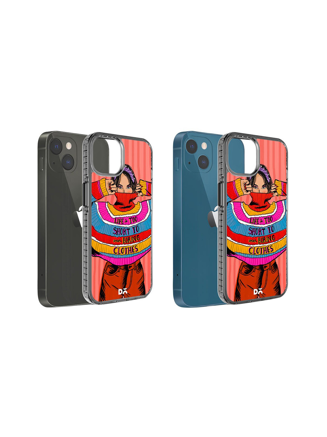 

DailyObjects Colourblock Jumper Printed iPhone 15 Super Slim Back Case, Red