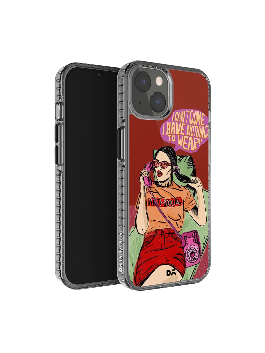 

DailyObjects Anti Social Babe Printed iPhone 14 Plus Super Slim Back Case, Maroon