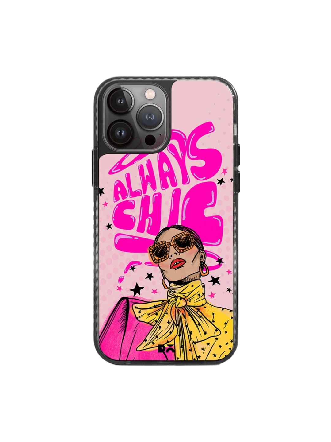 

DailyObjects Always Chic Printed iPhone 14 Pro Super Slim Back Case, Pink