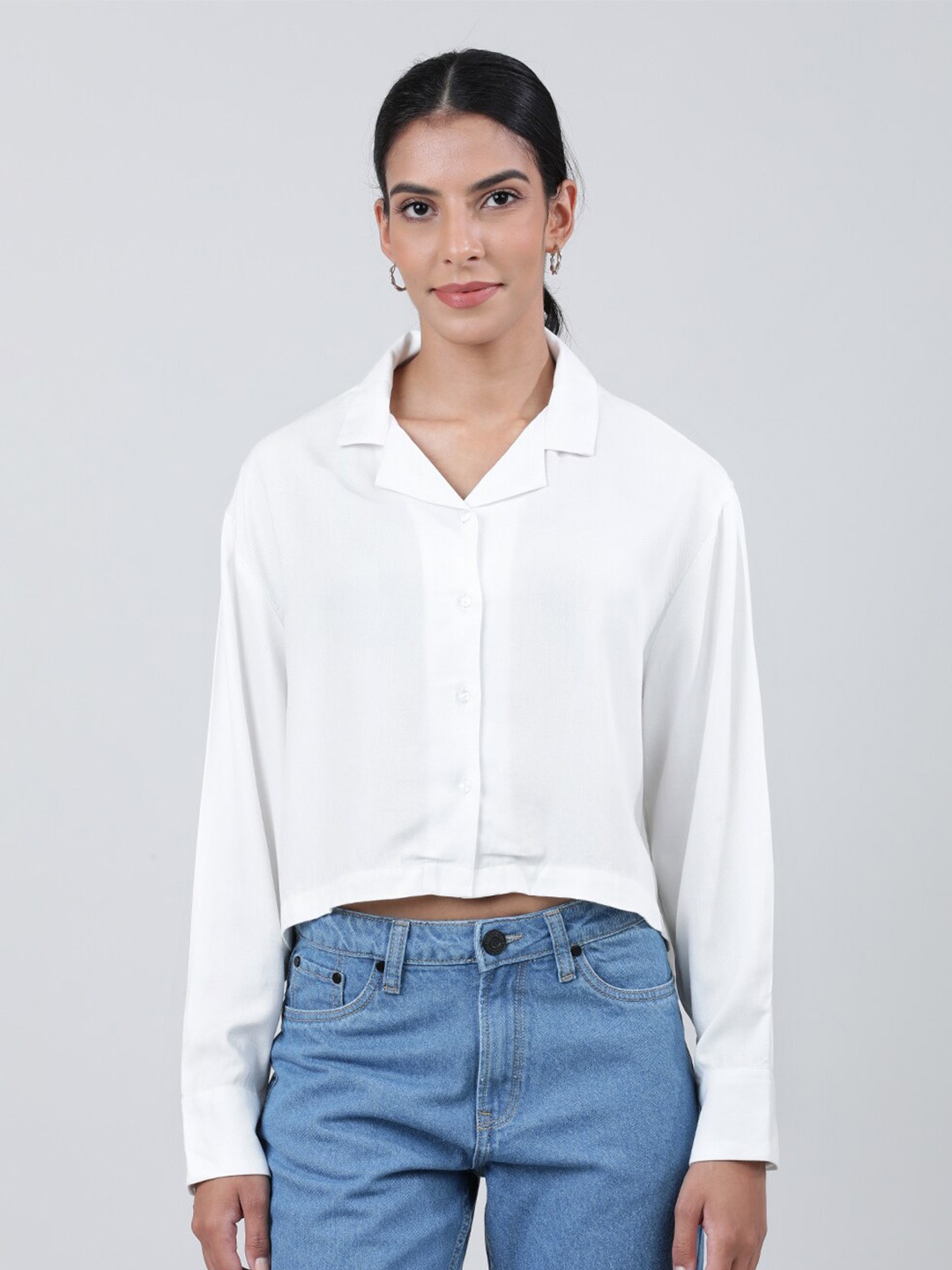 

Bene Kleed Women Spread Collar Full Sleeve Boxy Fit Shirt, Off white