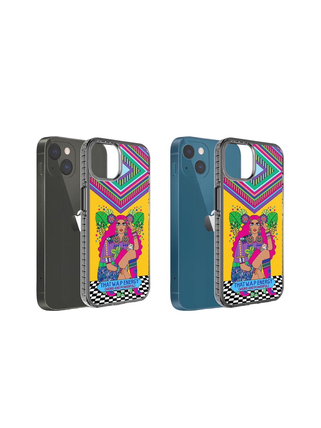 

DailyObjects Quirky Printed iPhone 15 Super Slim Back Case, Yellow