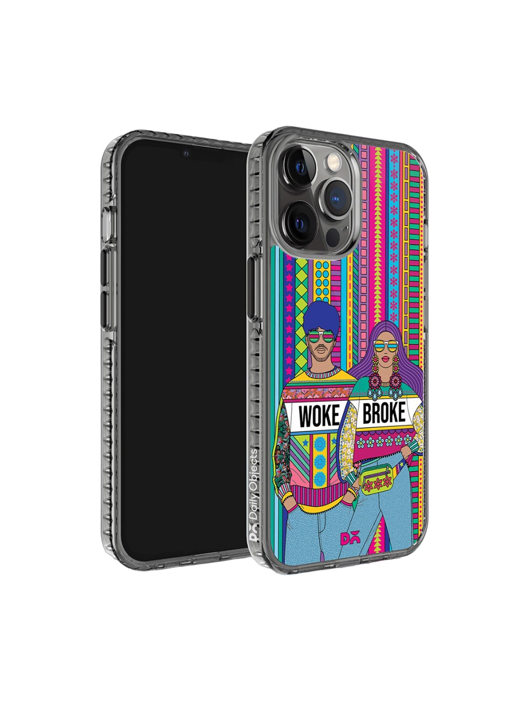 

DailyObjects Woke Broke Couple Printed iPhone 12 Pro Mobile Cover, Pink