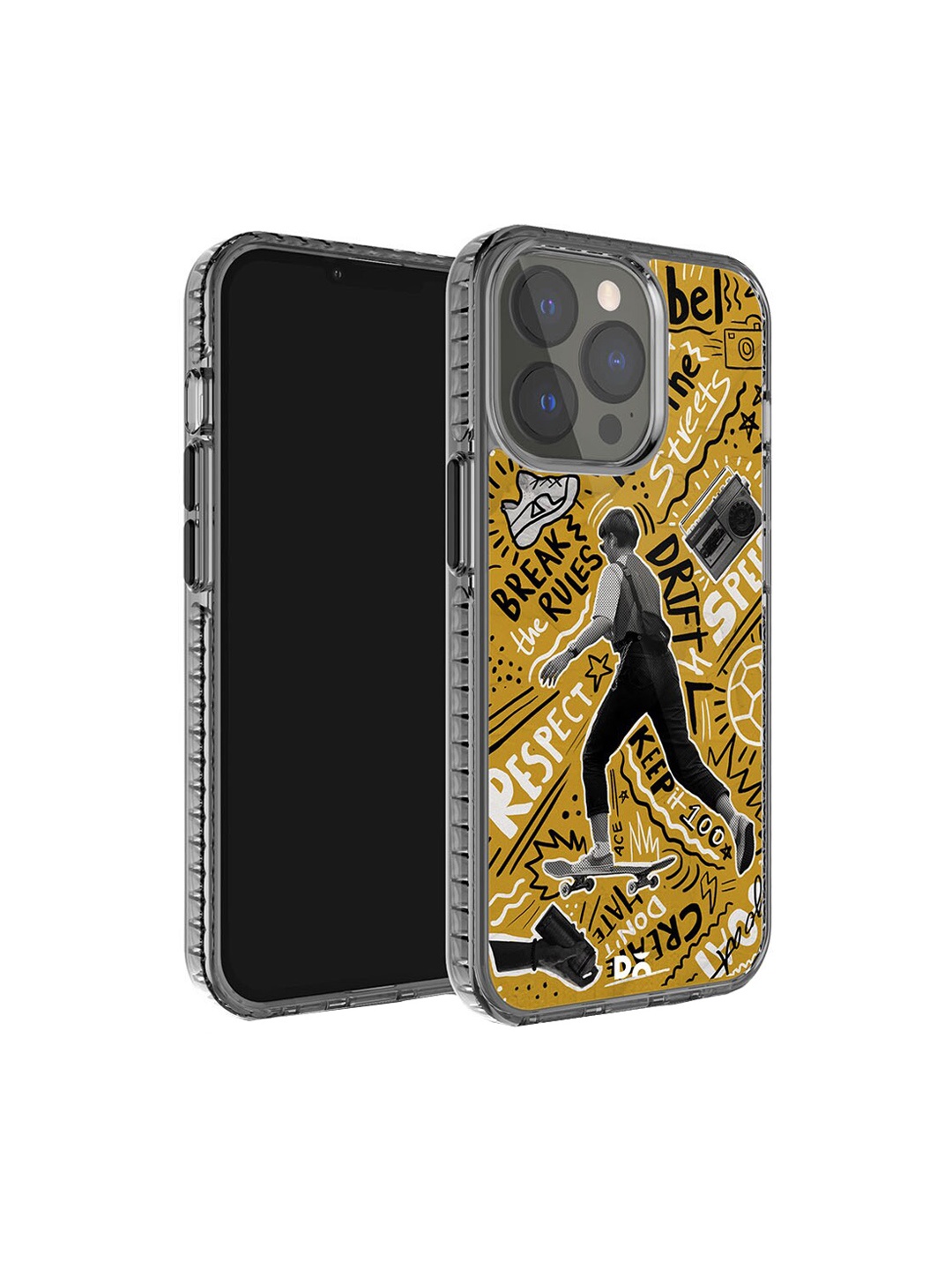 

DailyObjects Quirky Printed iPhone 15 Pro Super Slim Back Case, Mustard