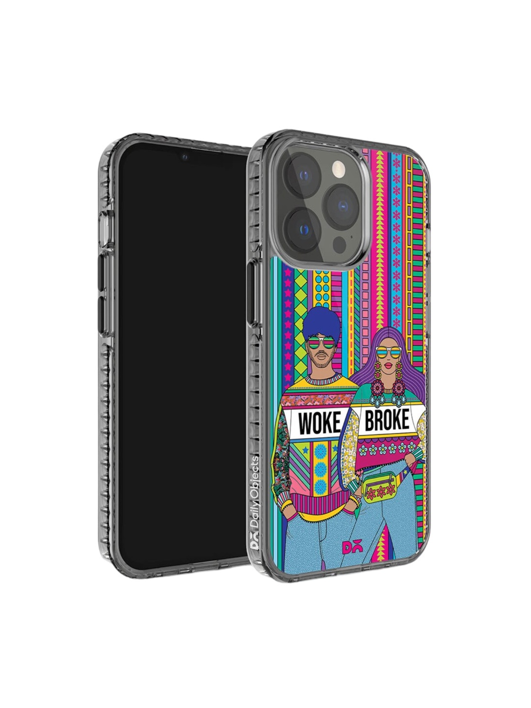

DailyObjects Woke Broke Couple Stride 2.0 iPhone 14 Pro Case Cover, Blue