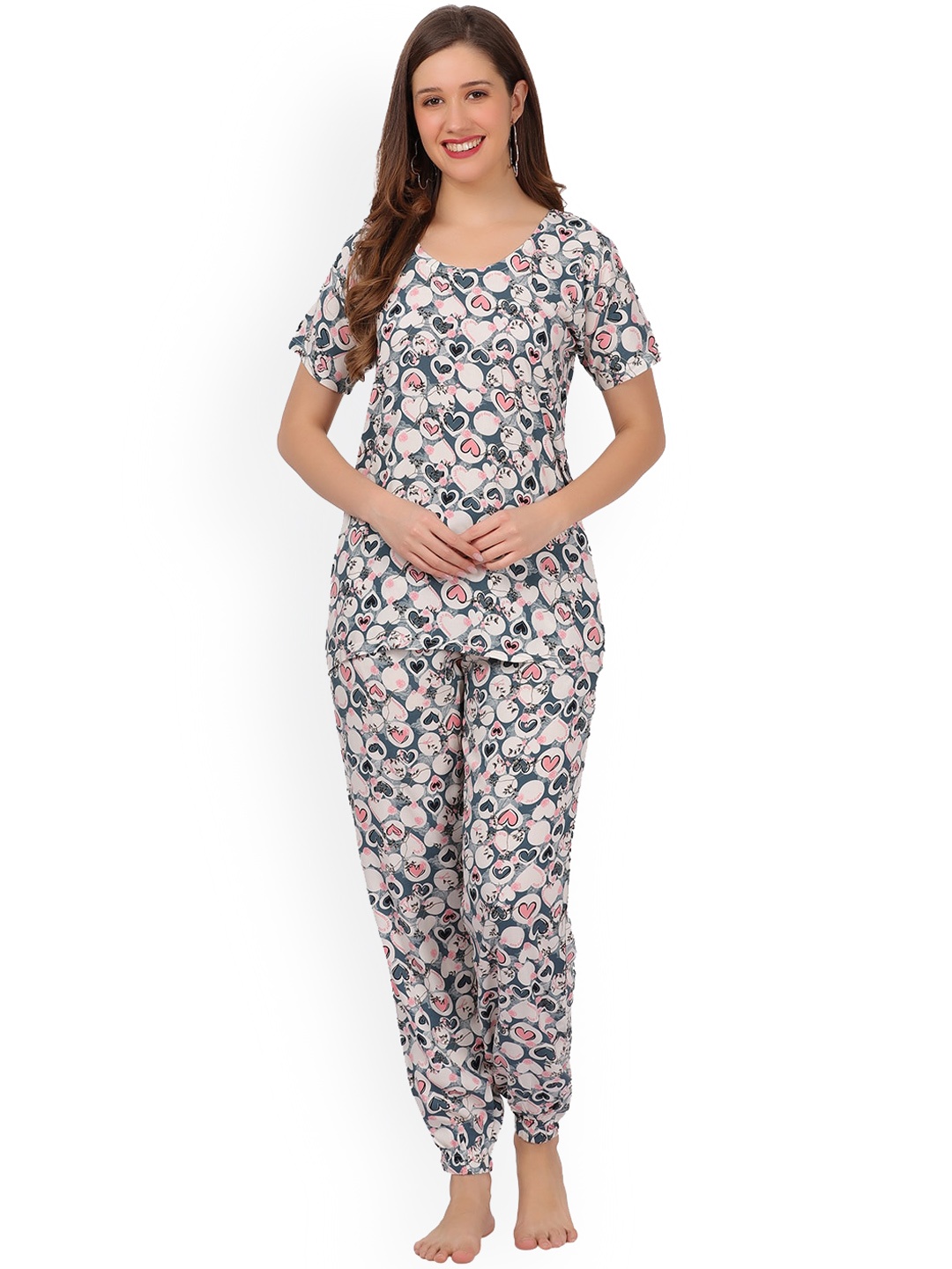 

Chanting Blue Printed Modal Night suit