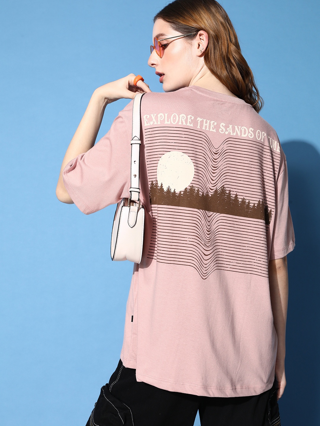 

The Roadster Life Co. Printed Round Neck Short Sleeves Cotton T-shirt, Mauve