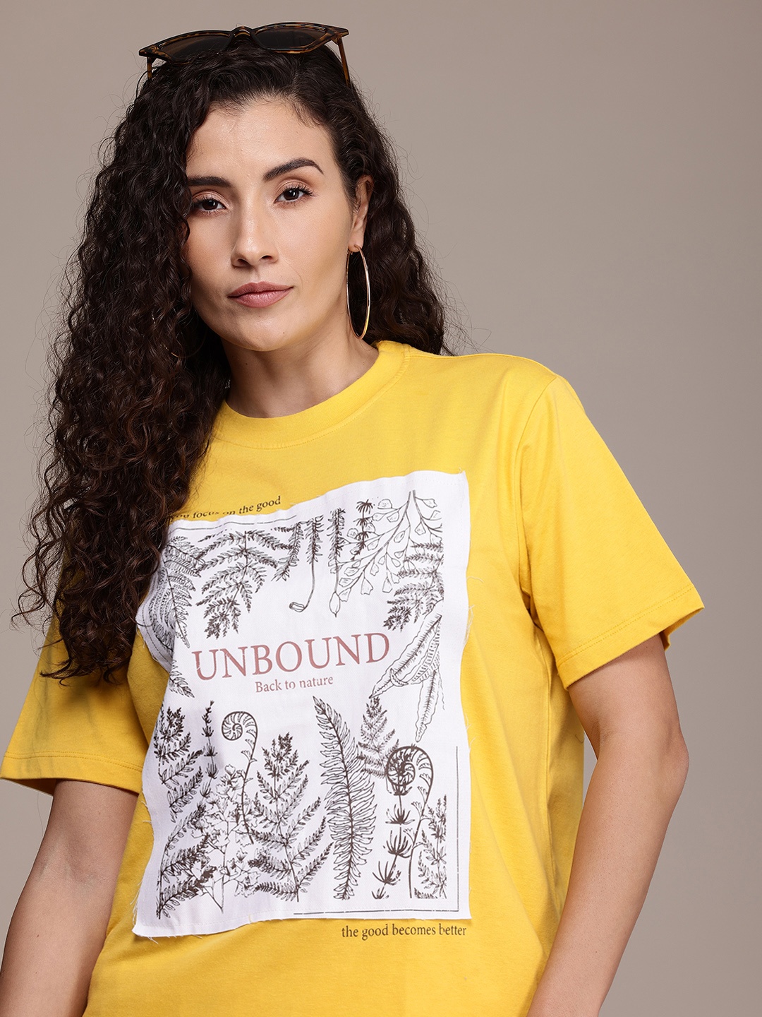 

The Roadster Lifestyle Co. Printed Pure Cotton T-shirt, Yellow