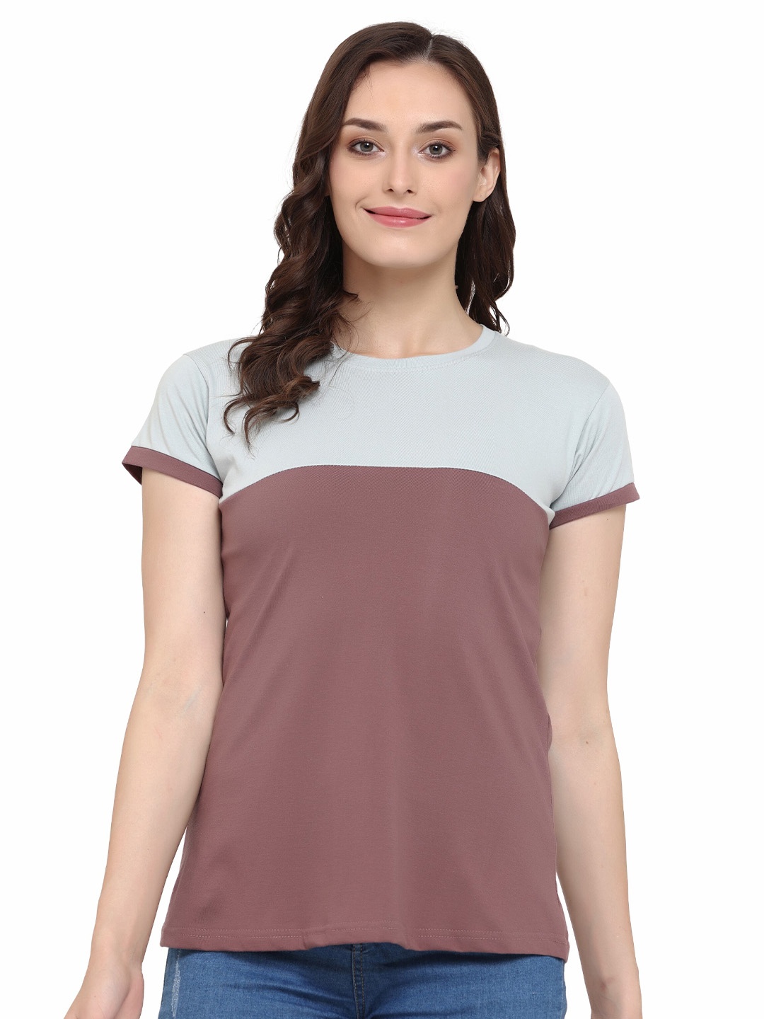 

Chanting Blue Colourblocked Cotton Round Neck T-shirt, Grey