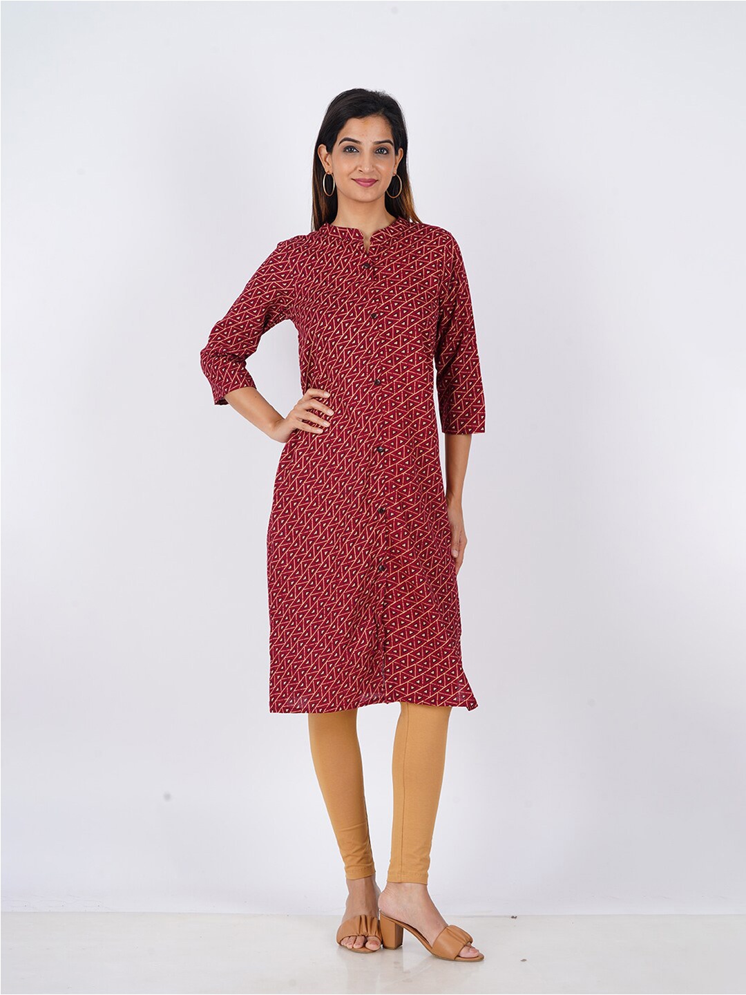 

BAESD Printed Straight Kurta, Maroon