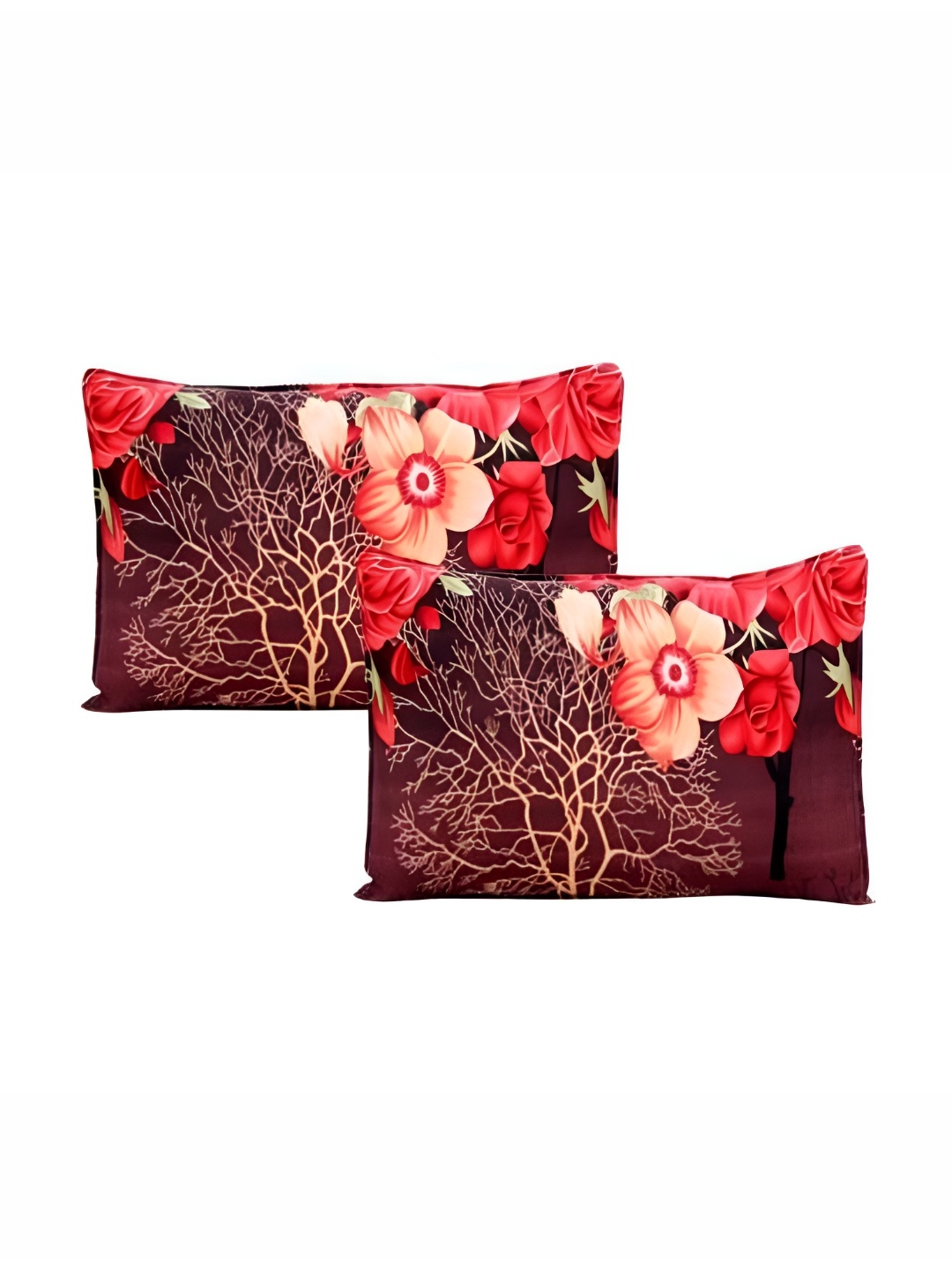 

Supreme Home Collective Red 2 Pieces Abstract Pure Cotton Rectangle Pillow Covers