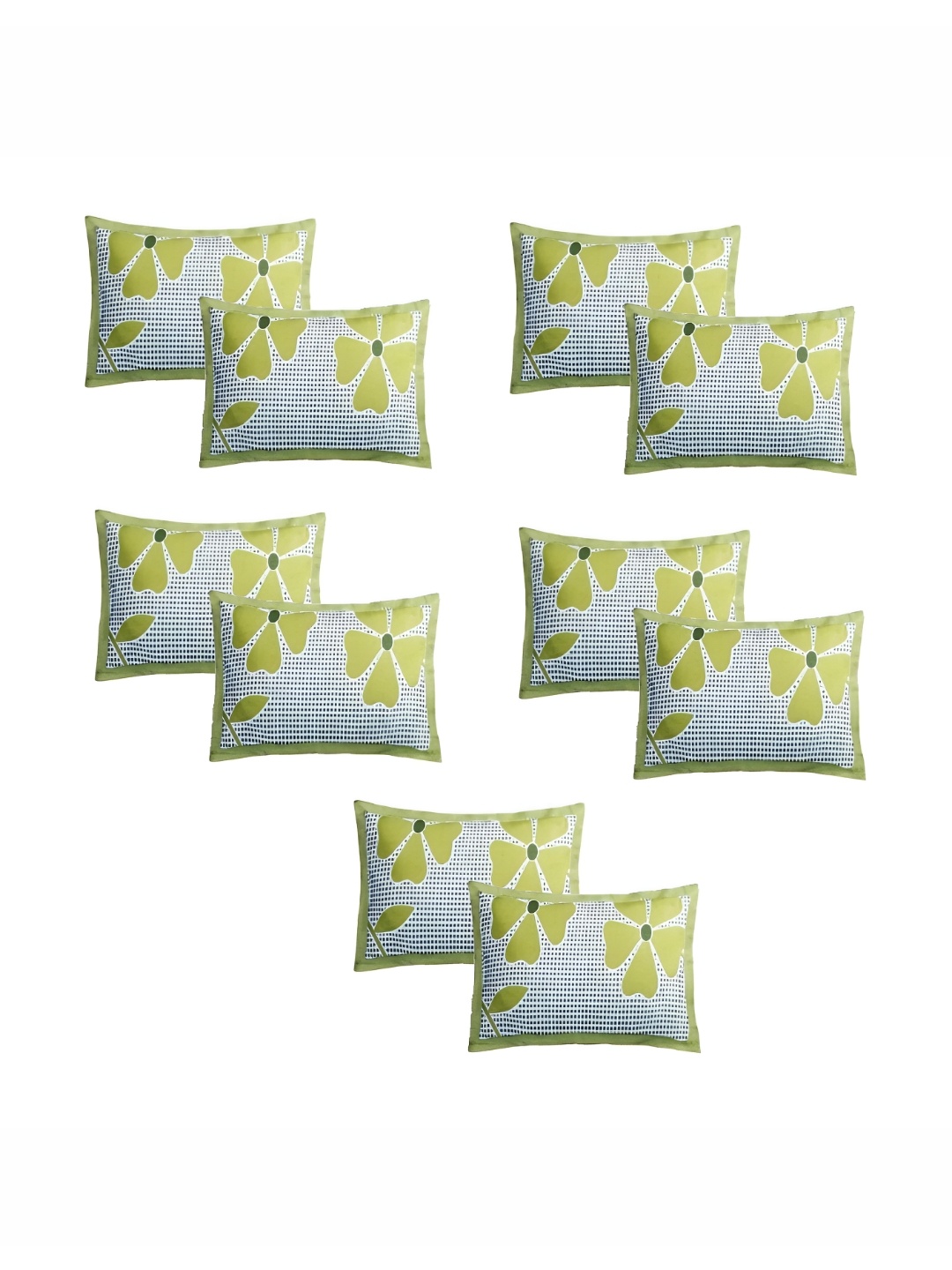 

Supreme Home Collective Green 10 Pieces Abstract Pure Cotton Rectangle Pillow Covers