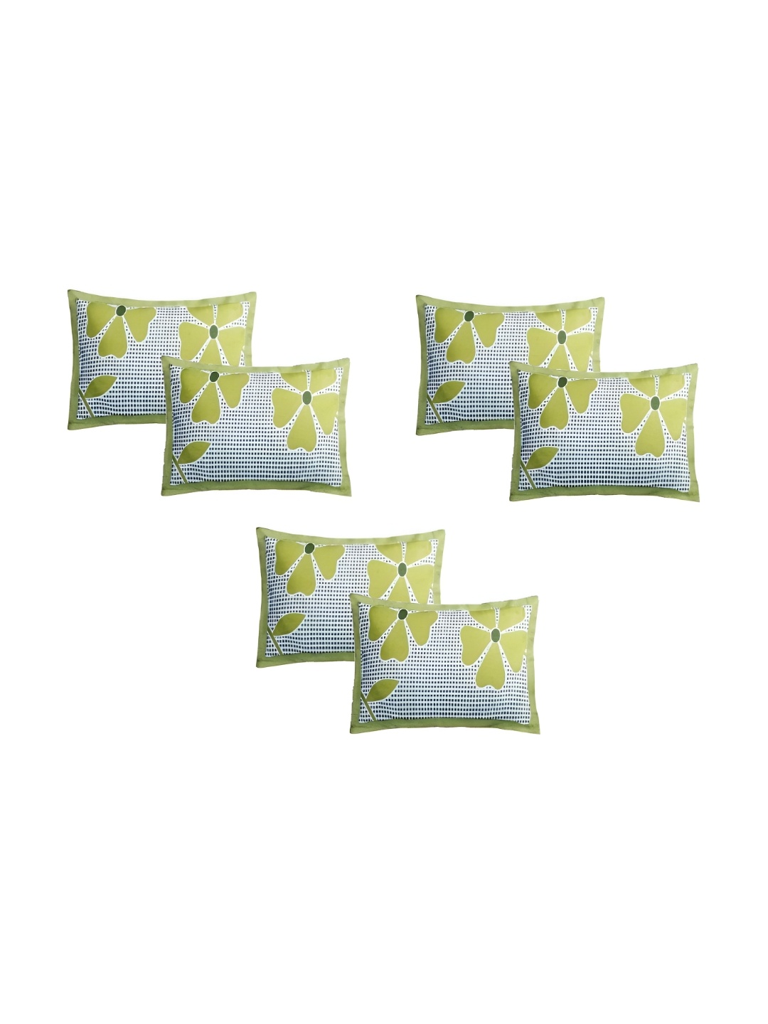 

Supreme Home Collective Green 6 Pieces Abstract Pure Cotton Rectangle Pillow Covers