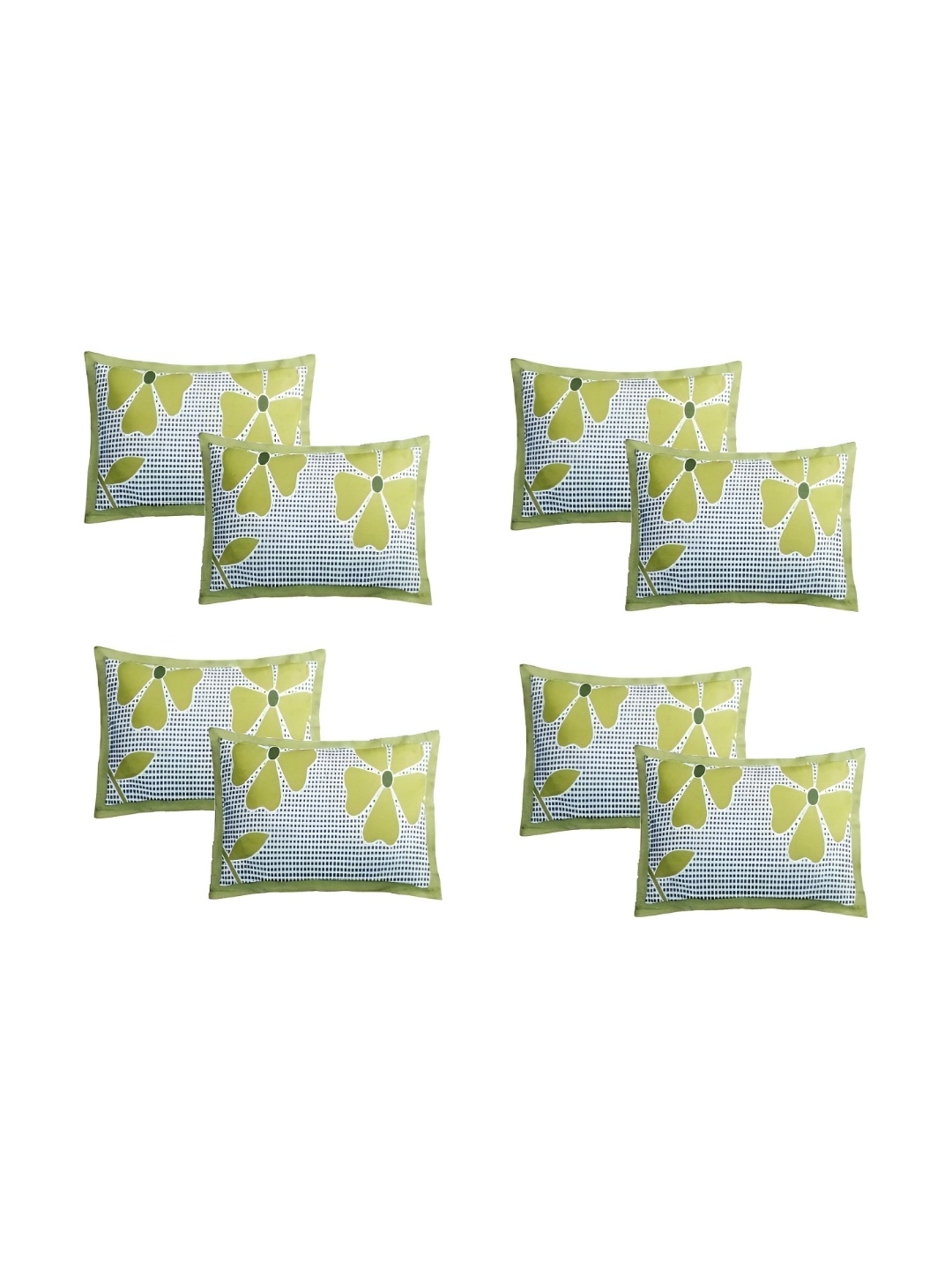 

Supreme Home Collective Green 8 Pieces Abstract Pure Cotton Rectangle Pillow Covers