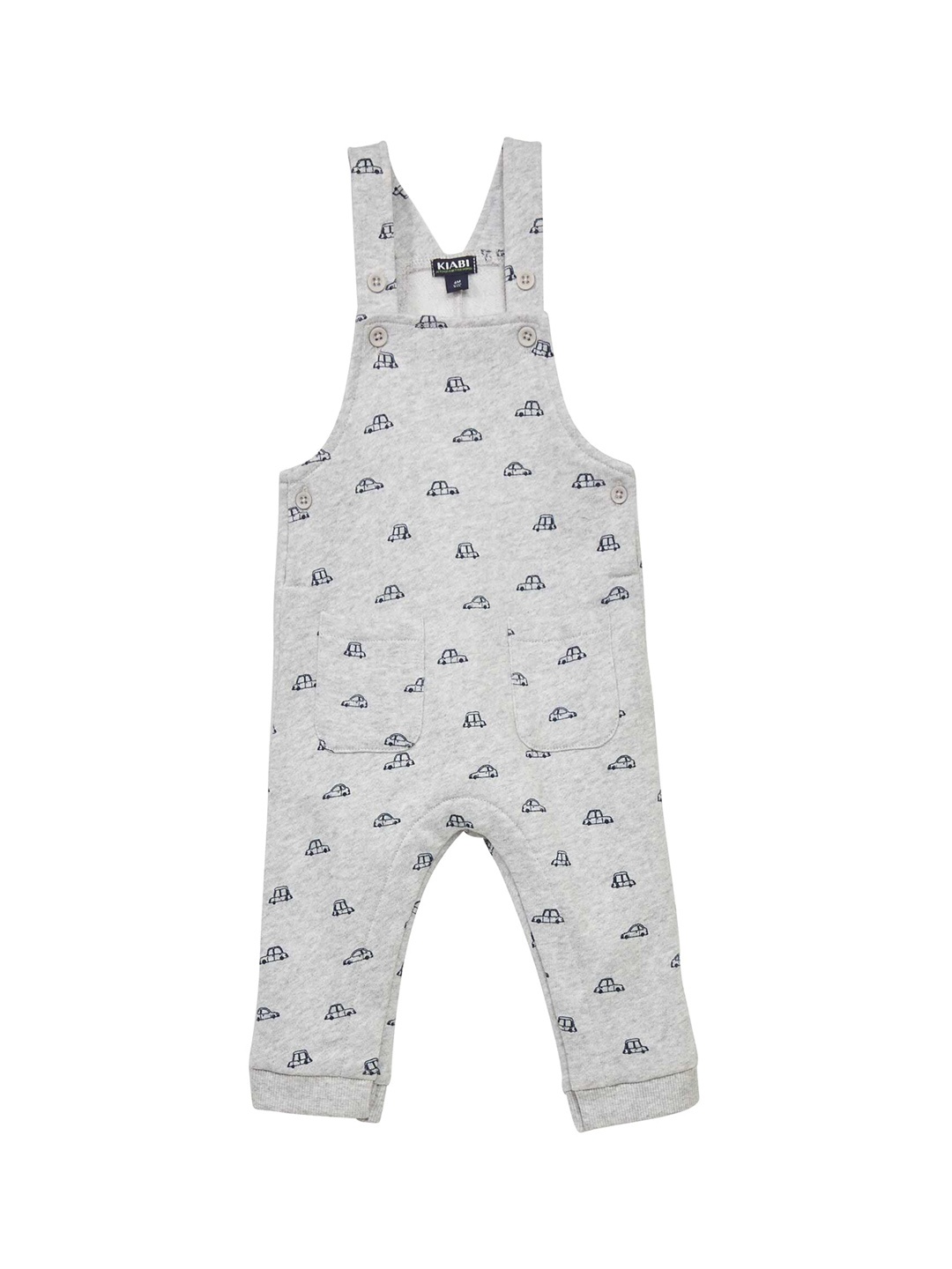 

KIABI Infant Boys Printed Pure Cotton Dungaree, Grey