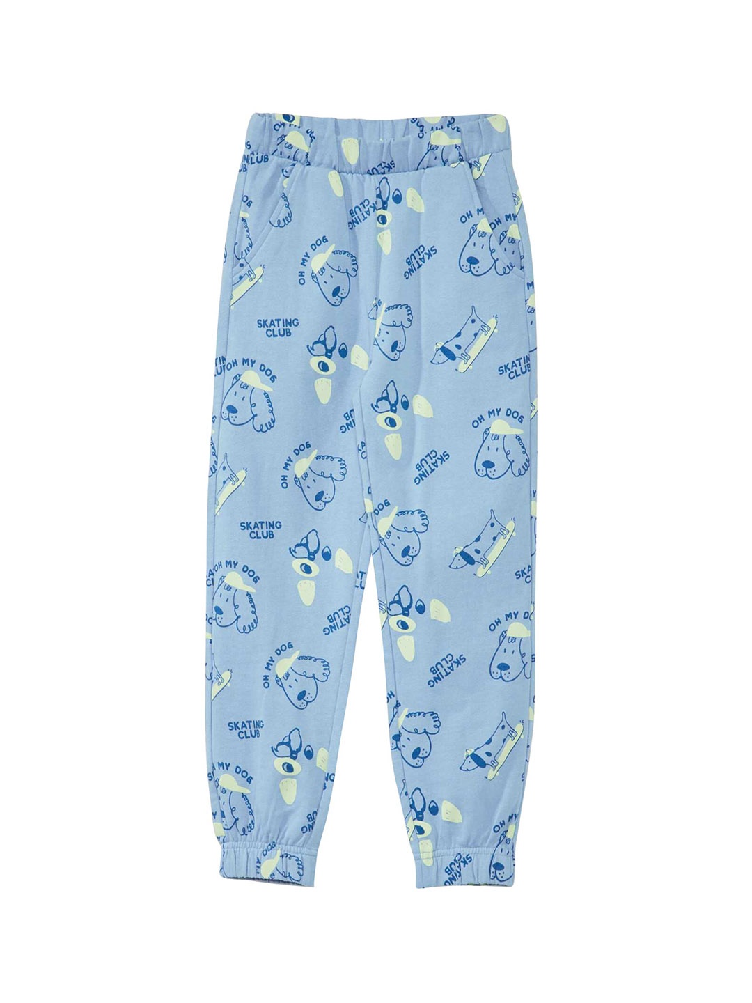 

KIABI Boys Conversational Printed Cotton Jogger Trouser, Blue