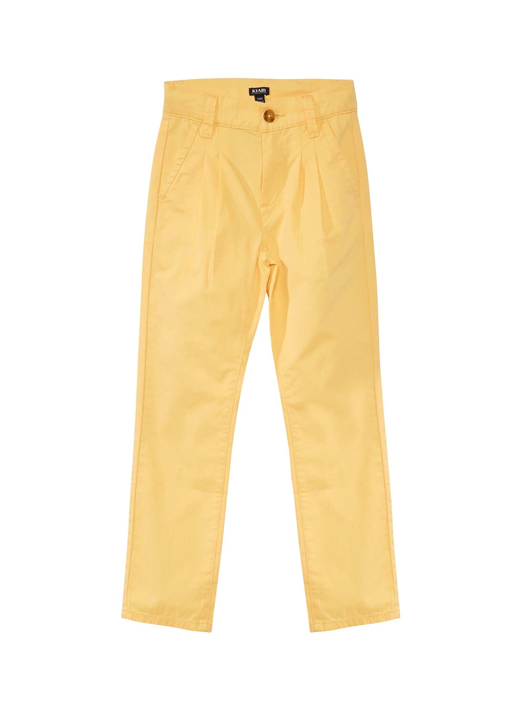 

KIABI Boys Pleated Cotton Chinos Casual Trouser, Yellow