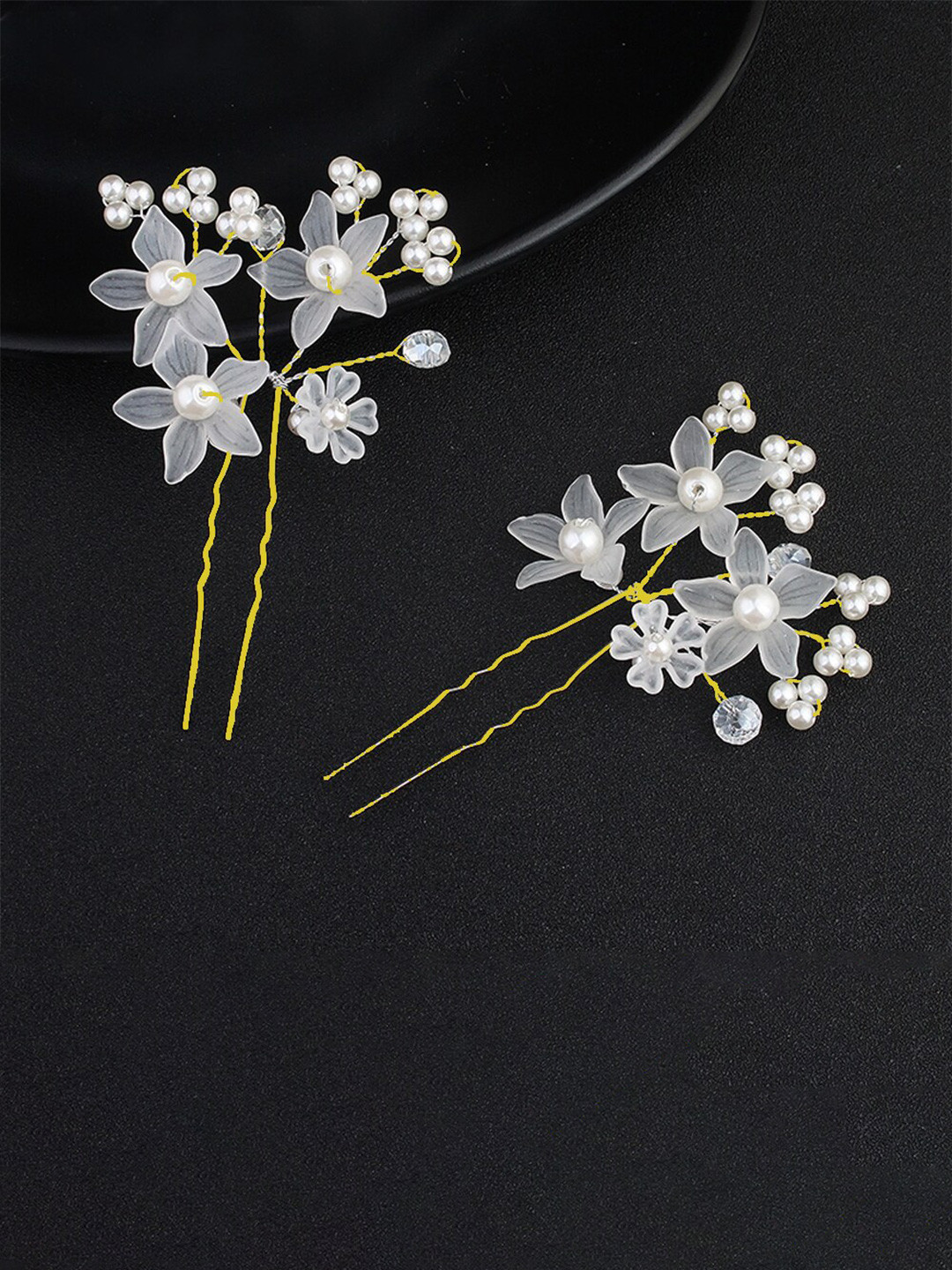 

BAESD Women Set of 2 Embellished U Pins, Gold
