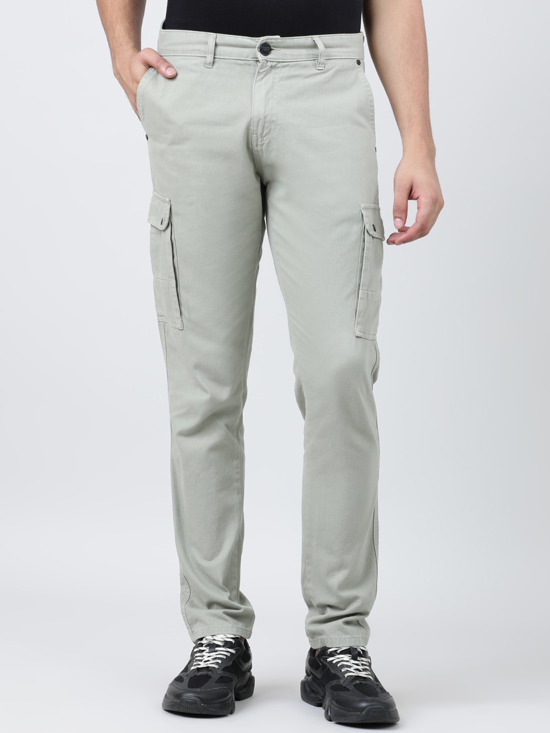 IVOC Men Slim Fit Pure Cotton Cargos Trousers, Green