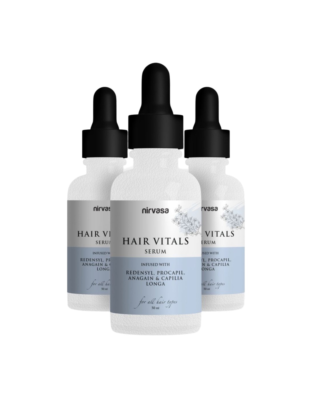 

Nirvasa Hair Vitals Set Of 3 Hair Growth Serum For Hairfall Control & Growth - 50ml Each, Blue