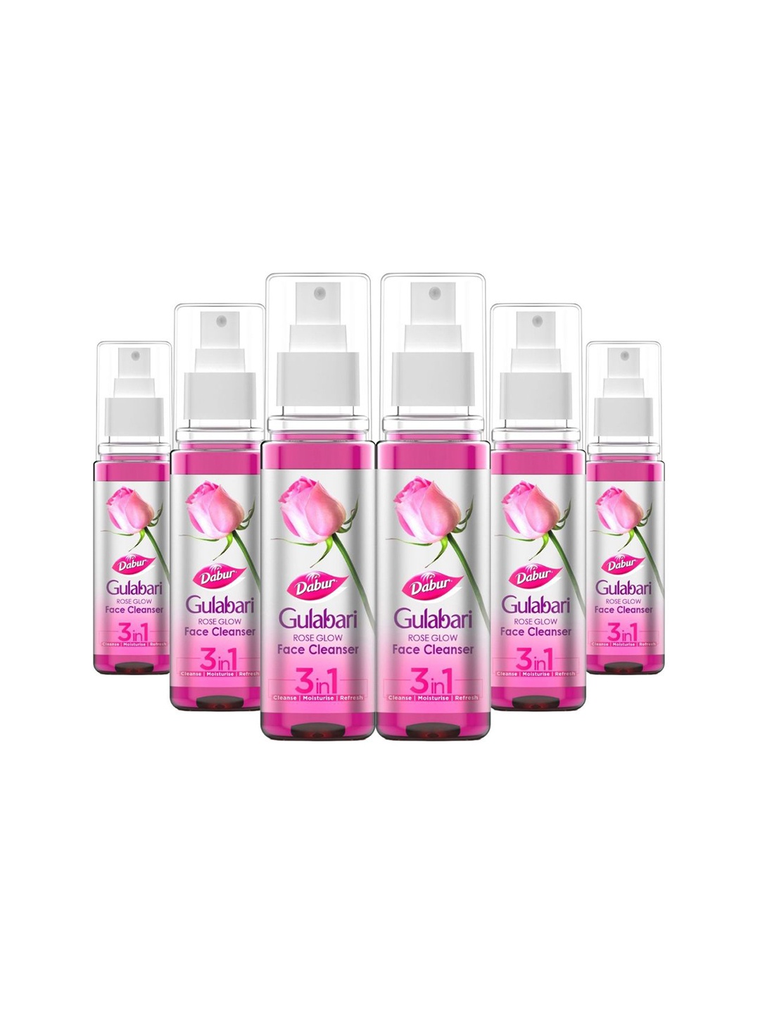 

Dabur Set of 6 Gulabari Rose Glow Face Cleanser Spray - 100 ml each, Pink